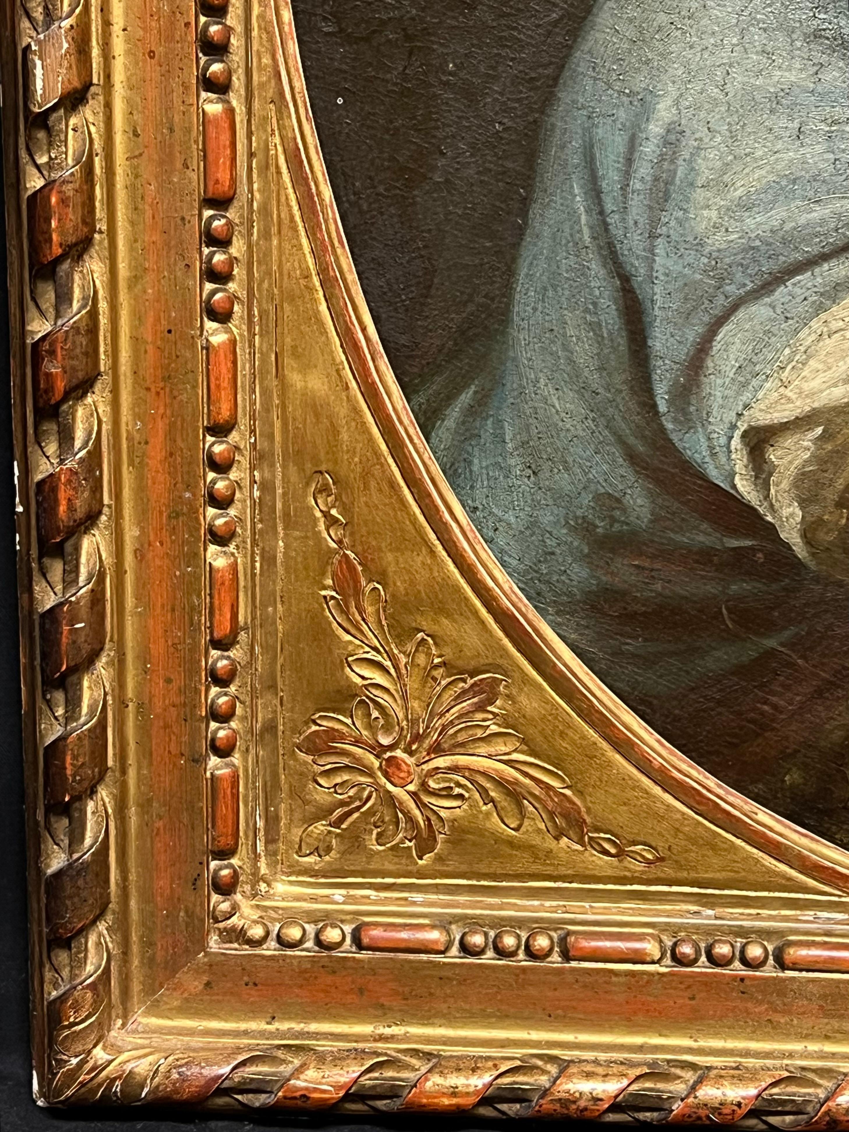 Pintura al óleo ovalada French Rococo del siglo XVIII Retrato de joven con uvas en venta 2