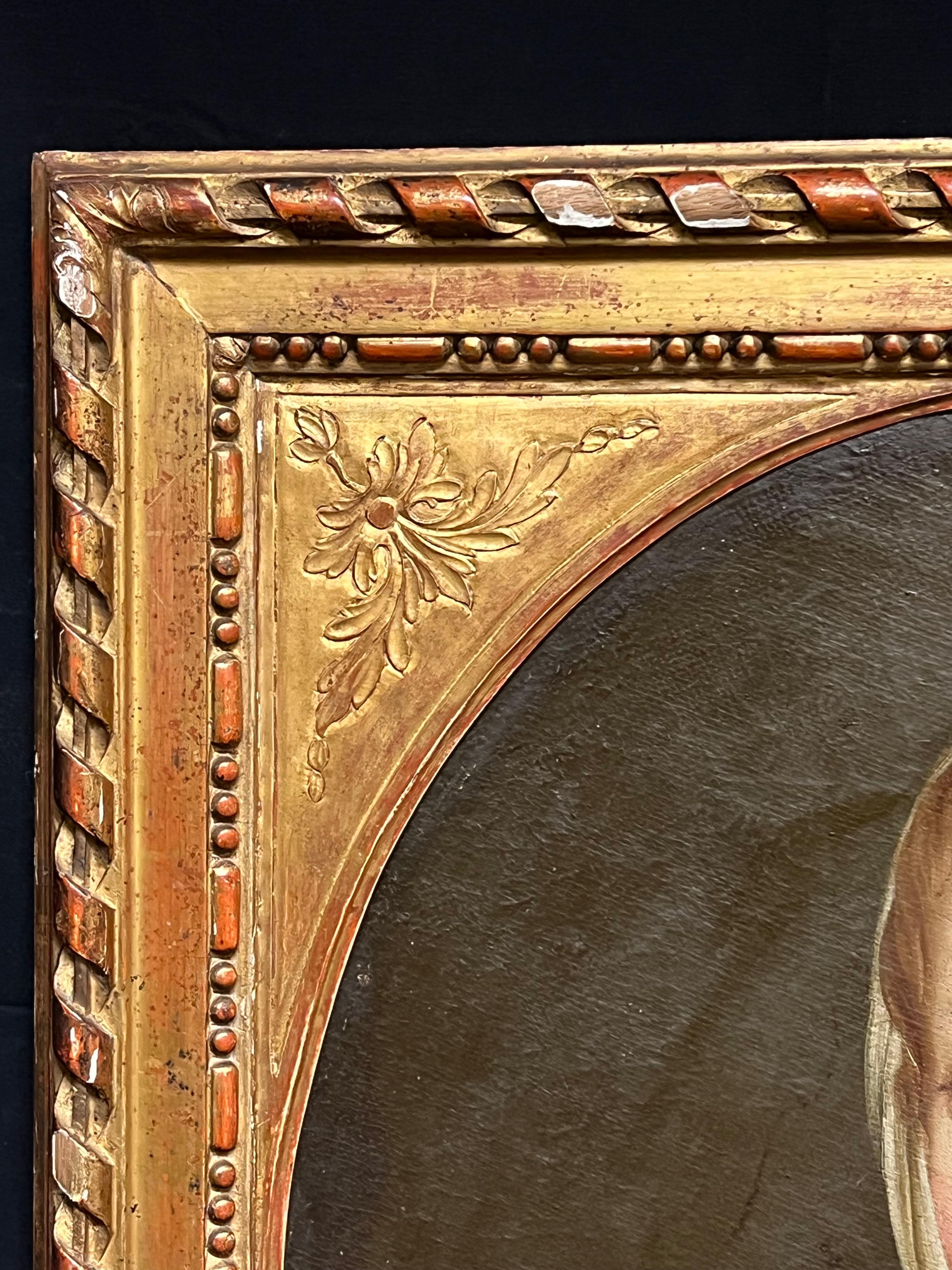 Pintura al óleo ovalada French Rococo del siglo XVIII Retrato de joven con uvas en venta 3