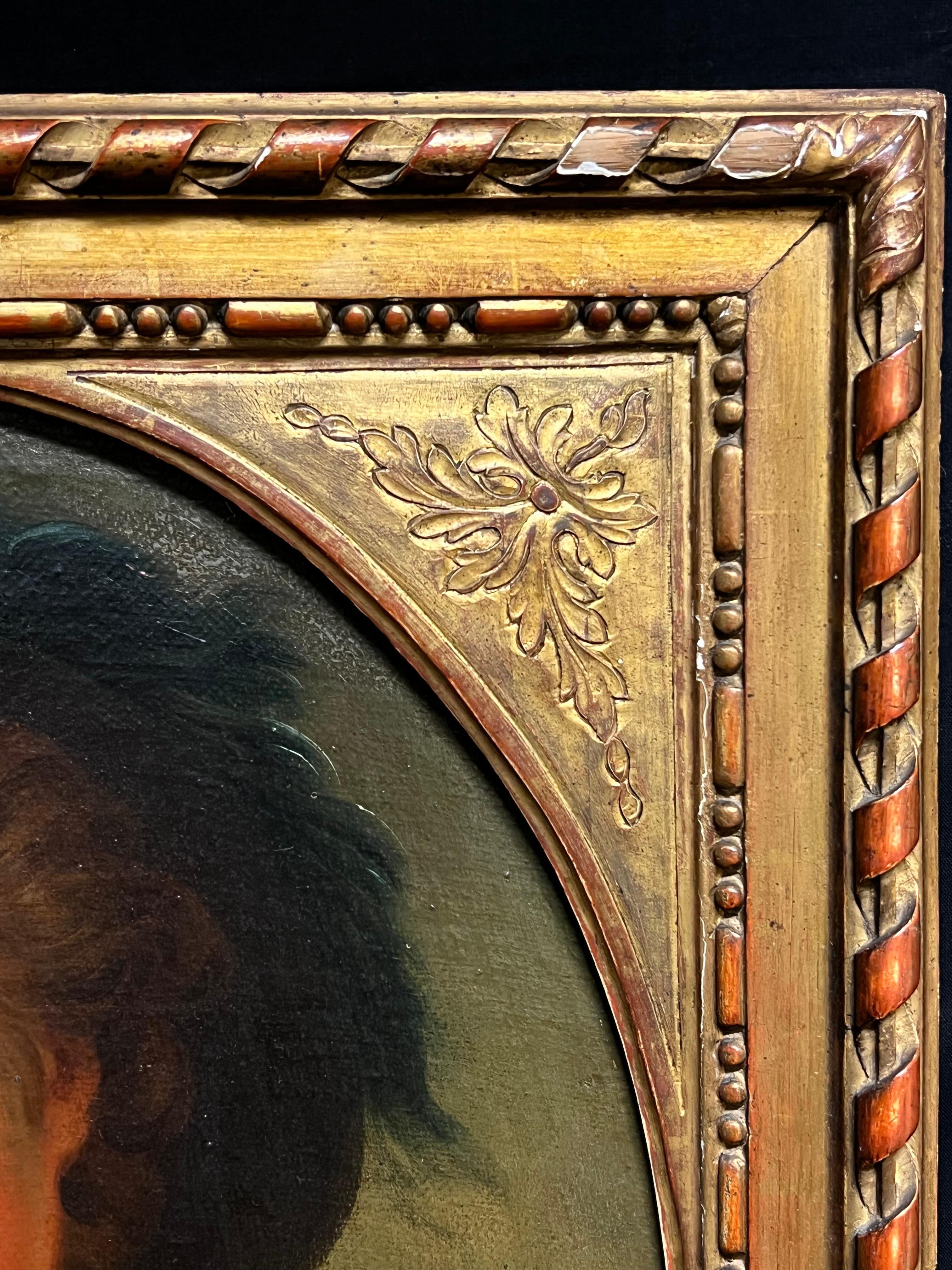 Retrato French Rococo Siglo XVIII Joven tocando la flauta Óleo ovalado en venta 2