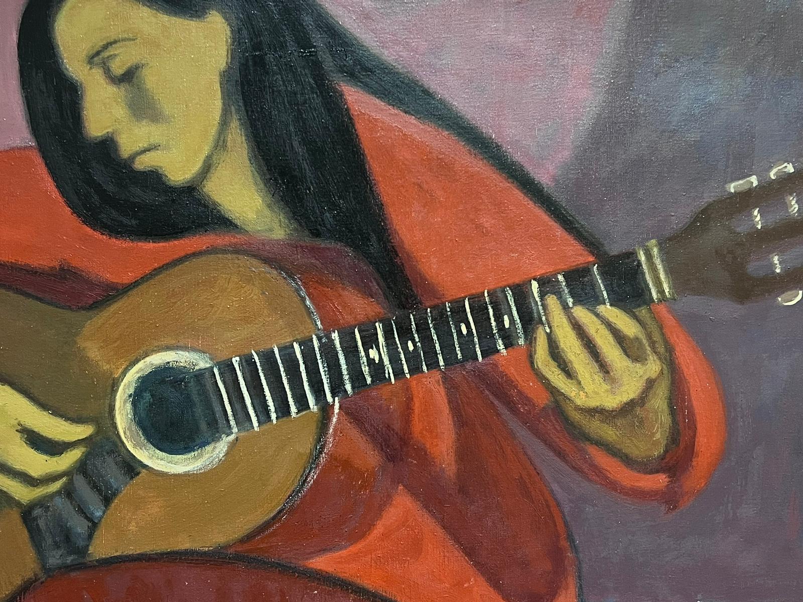 El Guitarrista
Artista modernista francés, hacia la década de 1960
óleo sobre lienzo, sin enmarcar
lienzo : 32 x 39,5 pulgadas
procedencia: colección privada, Francia
estado: muy bueno y en buen estado