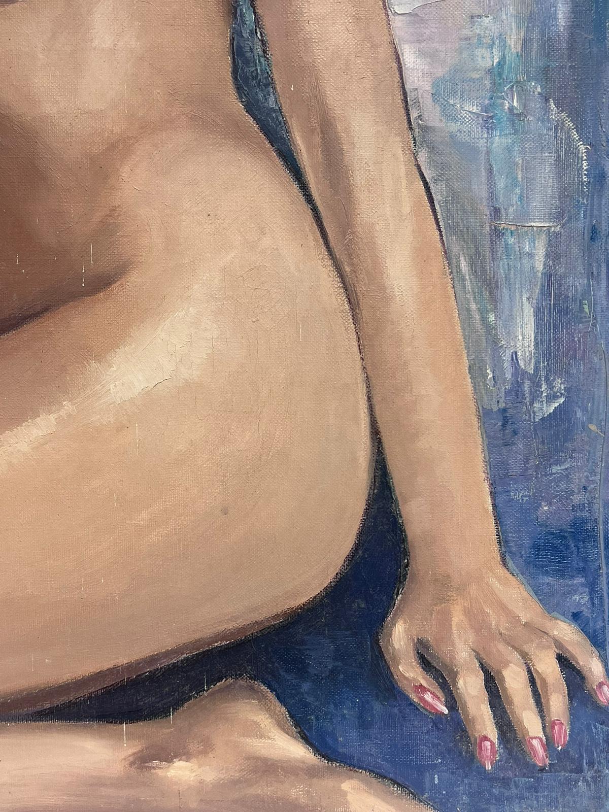 Große 1960's Französisch Impressionist signiert Öl Porträt der nackten Dame  (Moderne), Painting, von French School