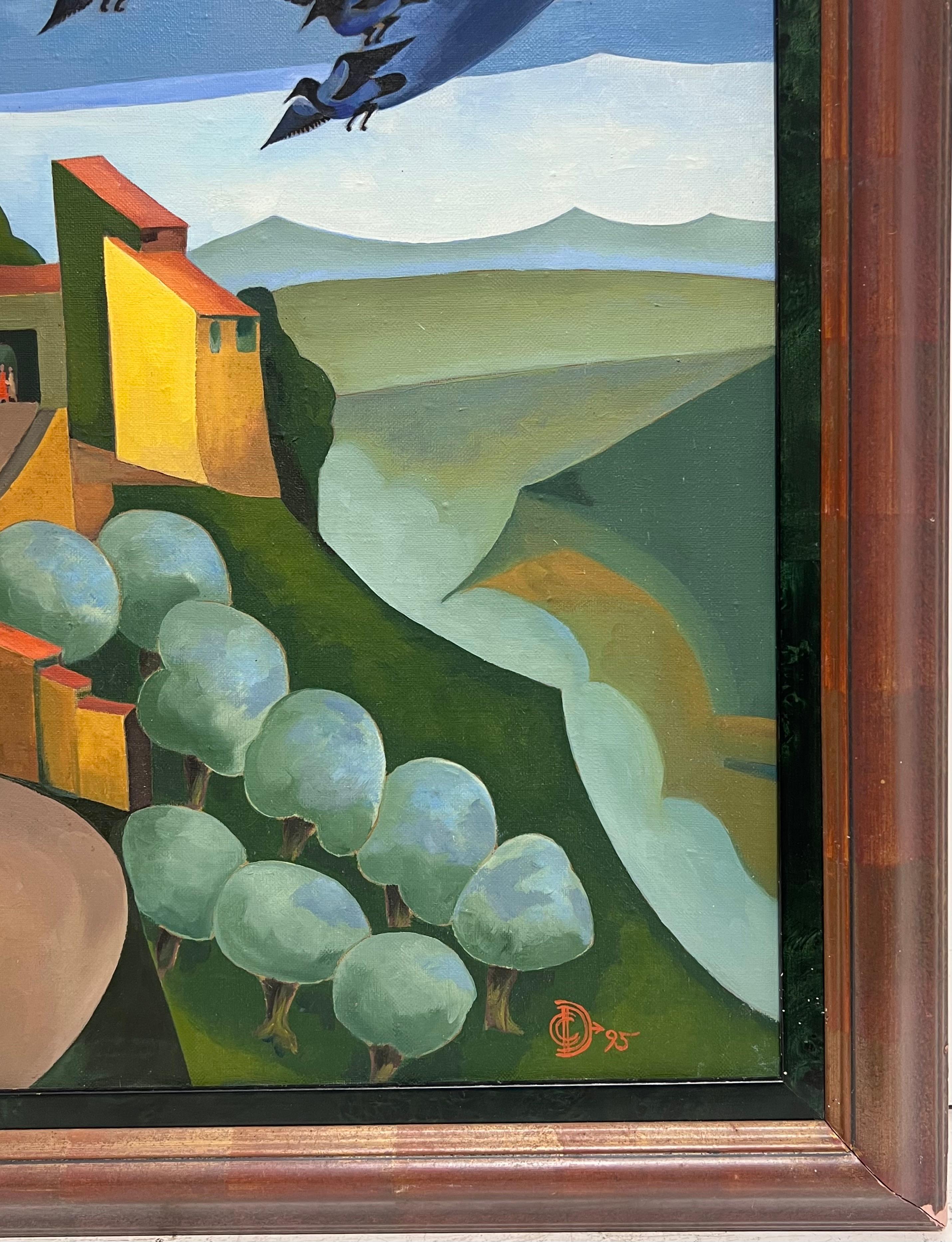 Gran cuadro al óleo francés contemporáneo firmado de los años 90 Gordes Luberon Provenza en venta 5