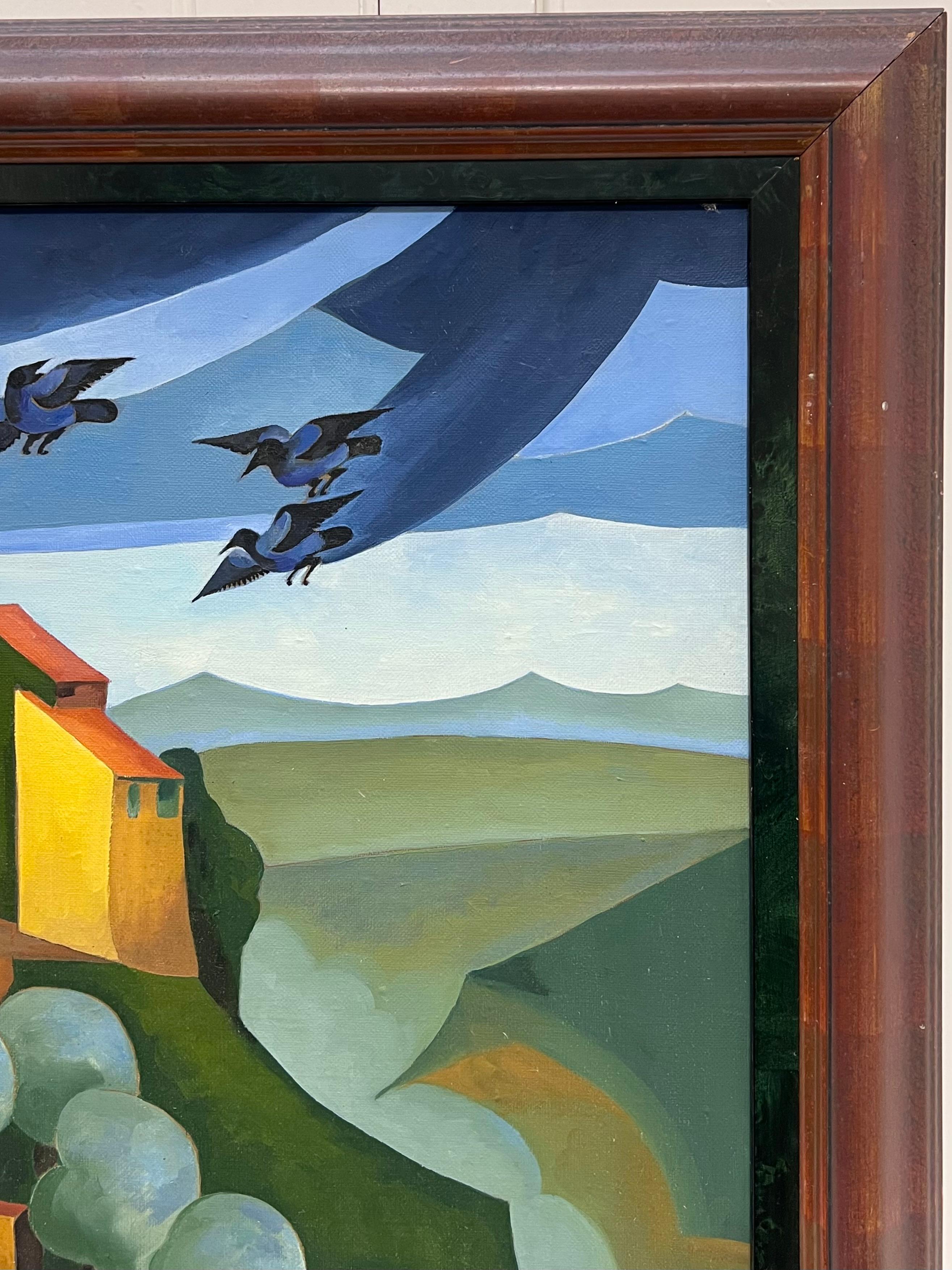 Gran cuadro al óleo francés contemporáneo firmado de los años 90 Gordes Luberon Provenza en venta 6