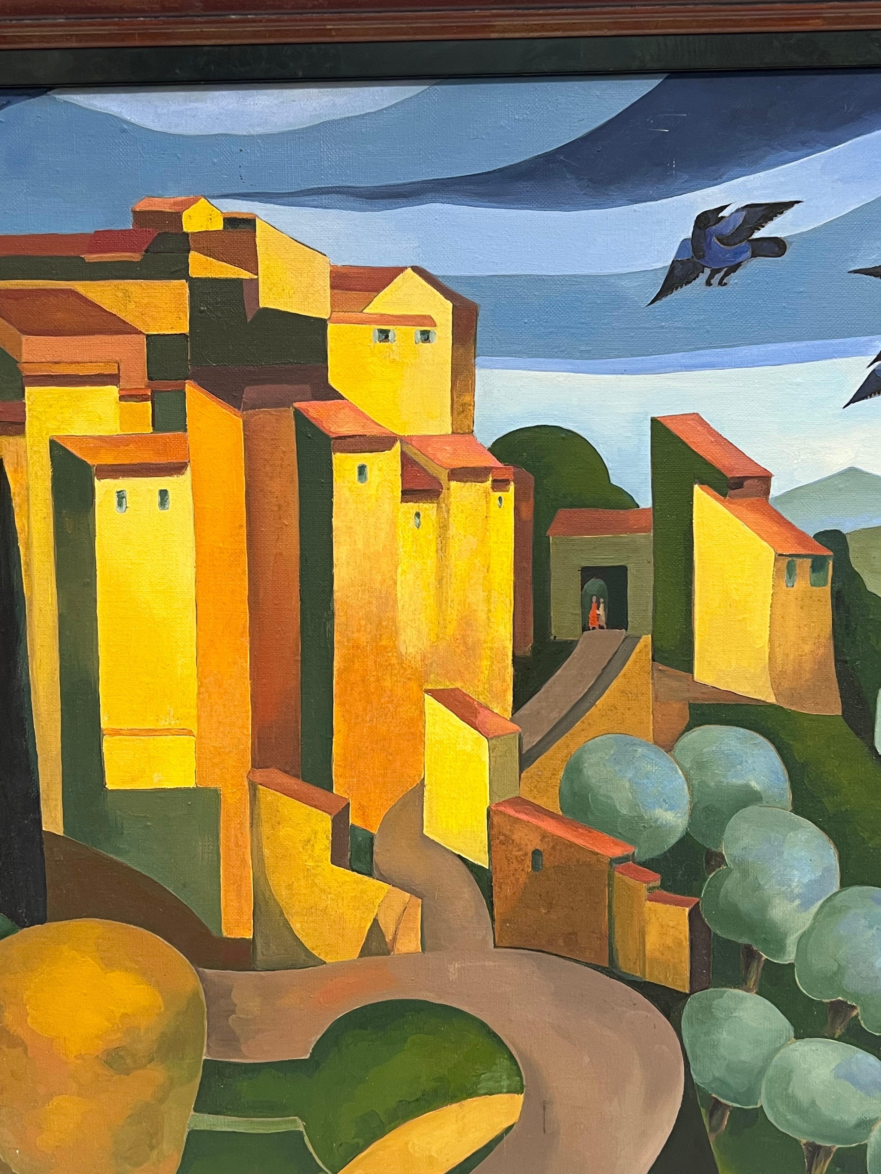Gran cuadro al óleo francés contemporáneo firmado de los años 90 Gordes Luberon Provenza en venta 1