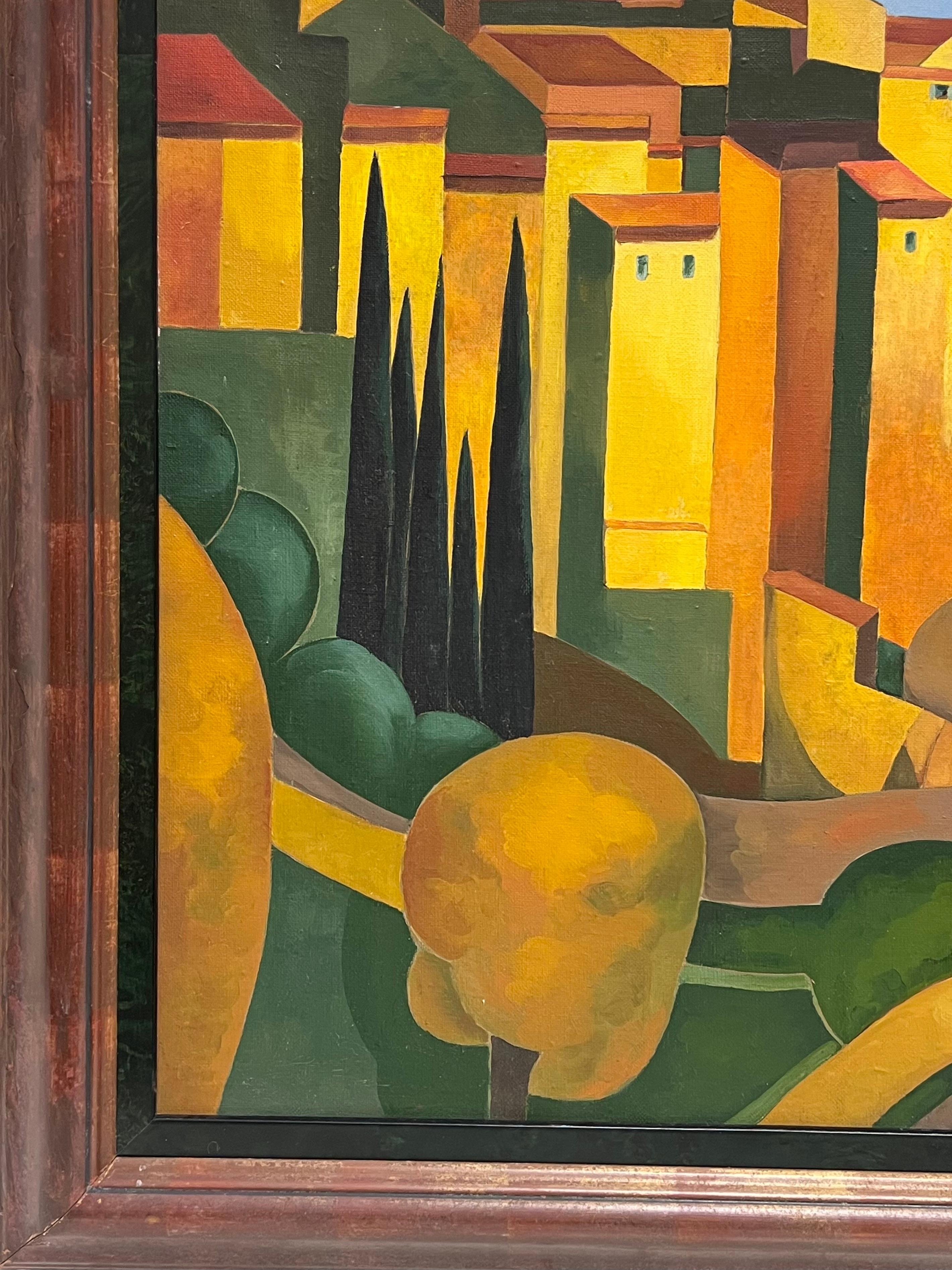 Gran cuadro al óleo francés contemporáneo firmado de los años 90 Gordes Luberon Provenza en venta 2