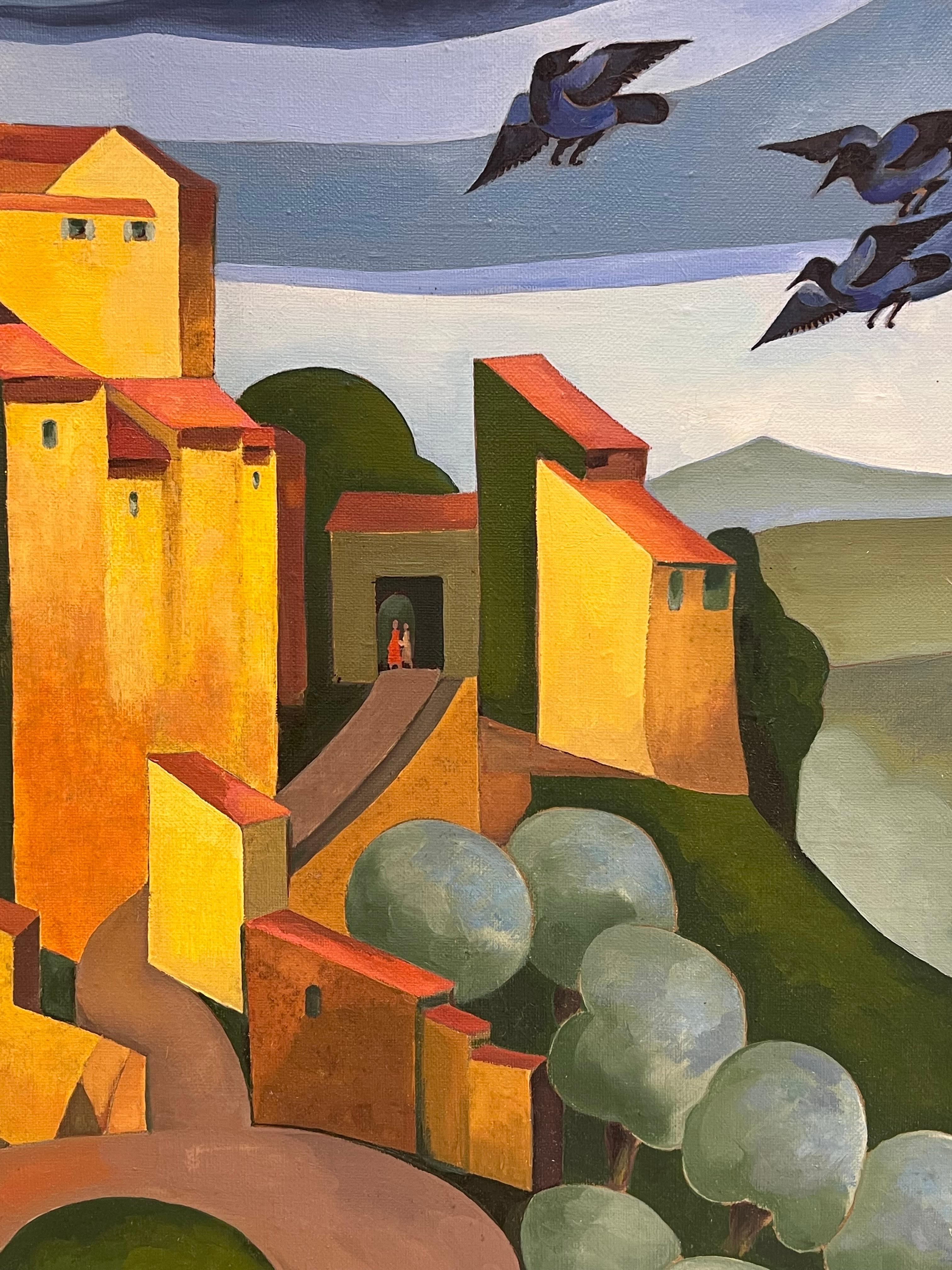 Gran cuadro al óleo francés contemporáneo firmado de los años 90 Gordes Luberon Provenza en venta 4