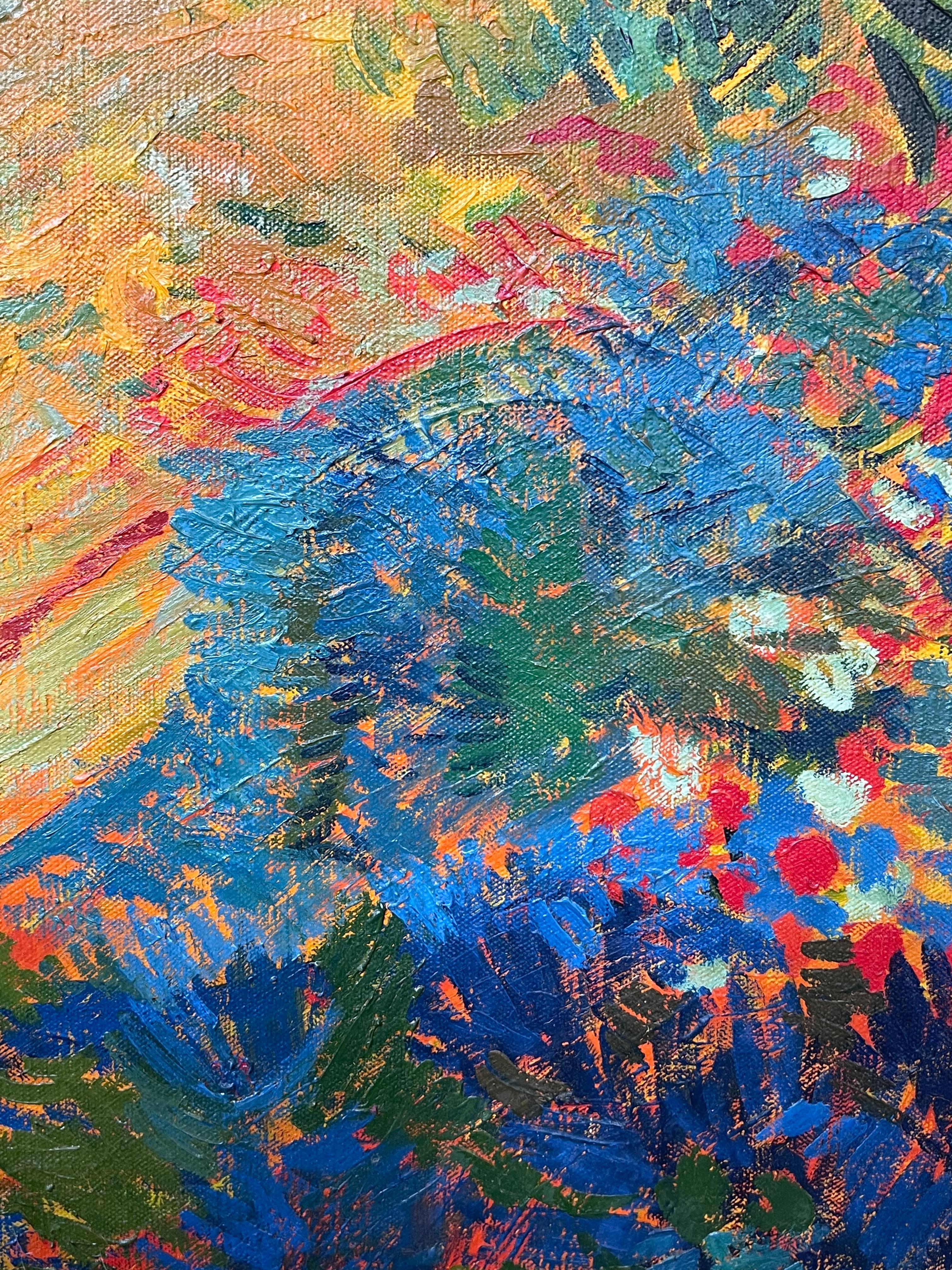 Grande peinture à l'huile post-impressionniste française du 20e siècle, signée Golden Fields en vente 6