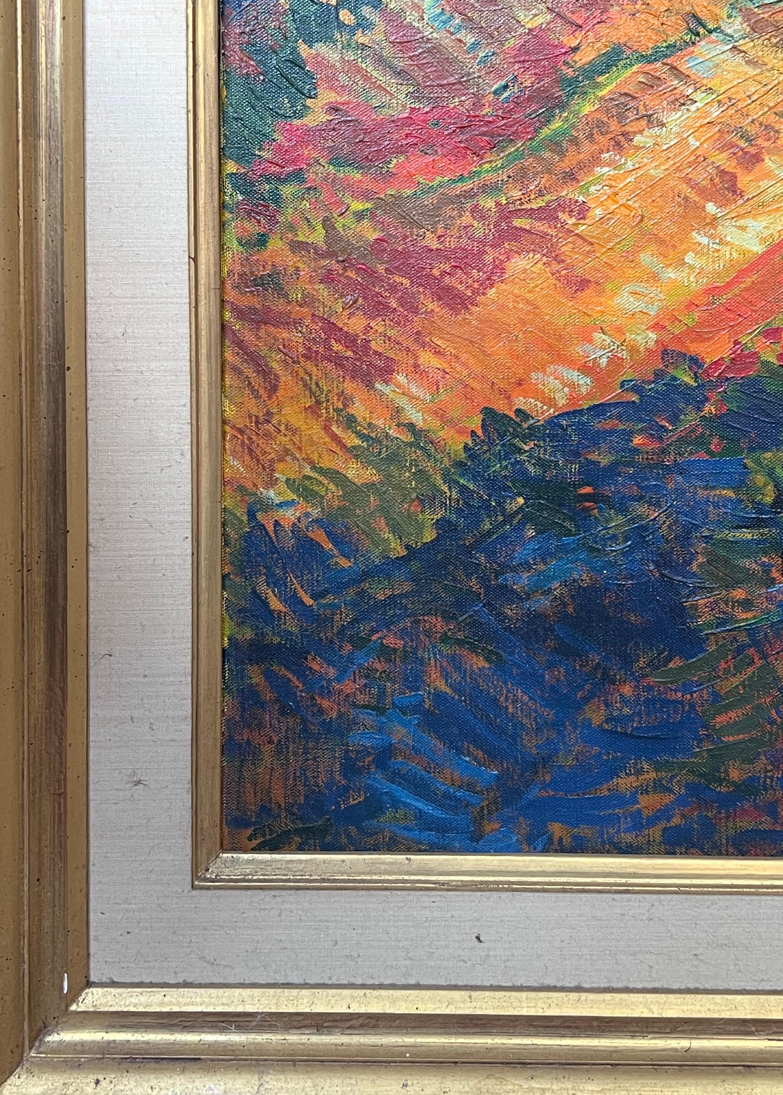 Champs d'or dans le paysage
Artiste post-impressionniste français, milieu/fin du 20e siècle
signé 