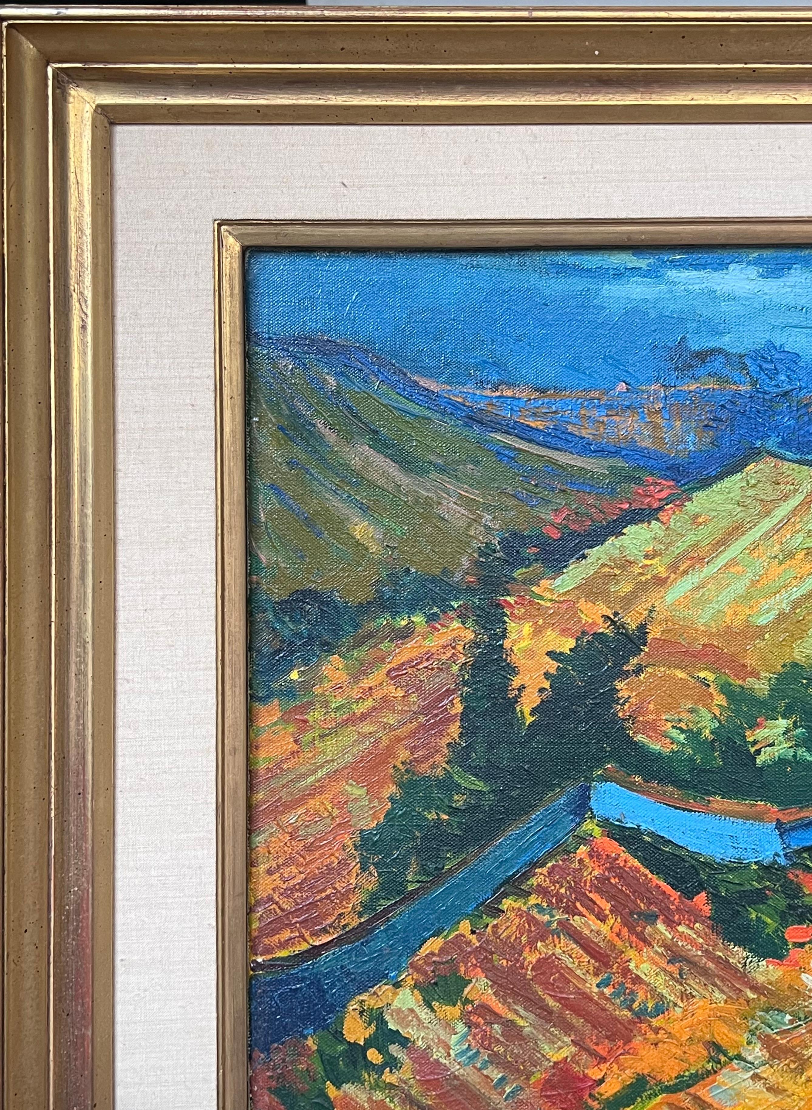 Grande peinture à l'huile post-impressionniste française du 20e siècle, signée Golden Fields en vente 3