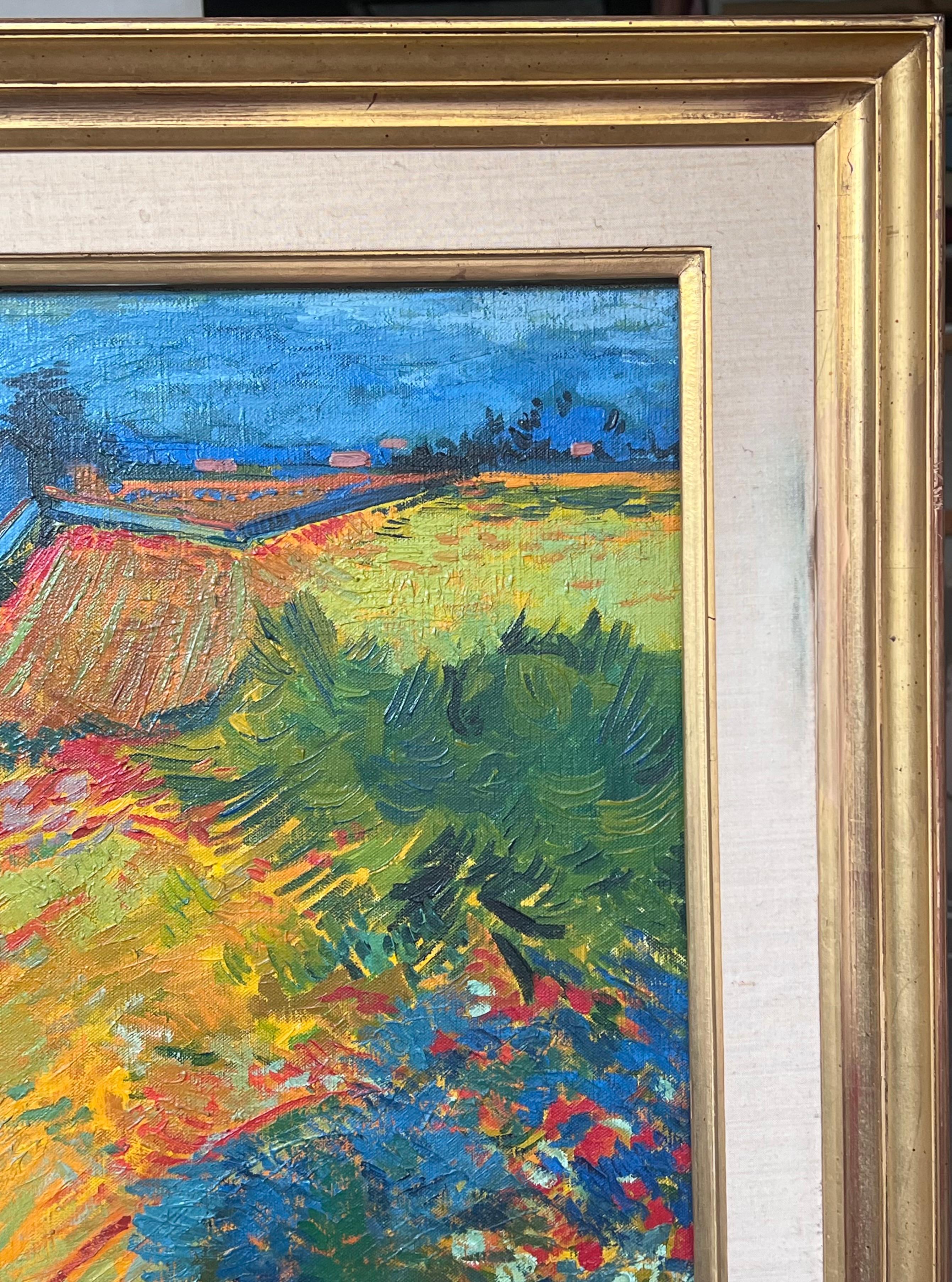 Grande peinture à l'huile post-impressionniste française du 20e siècle, signée Golden Fields en vente 4