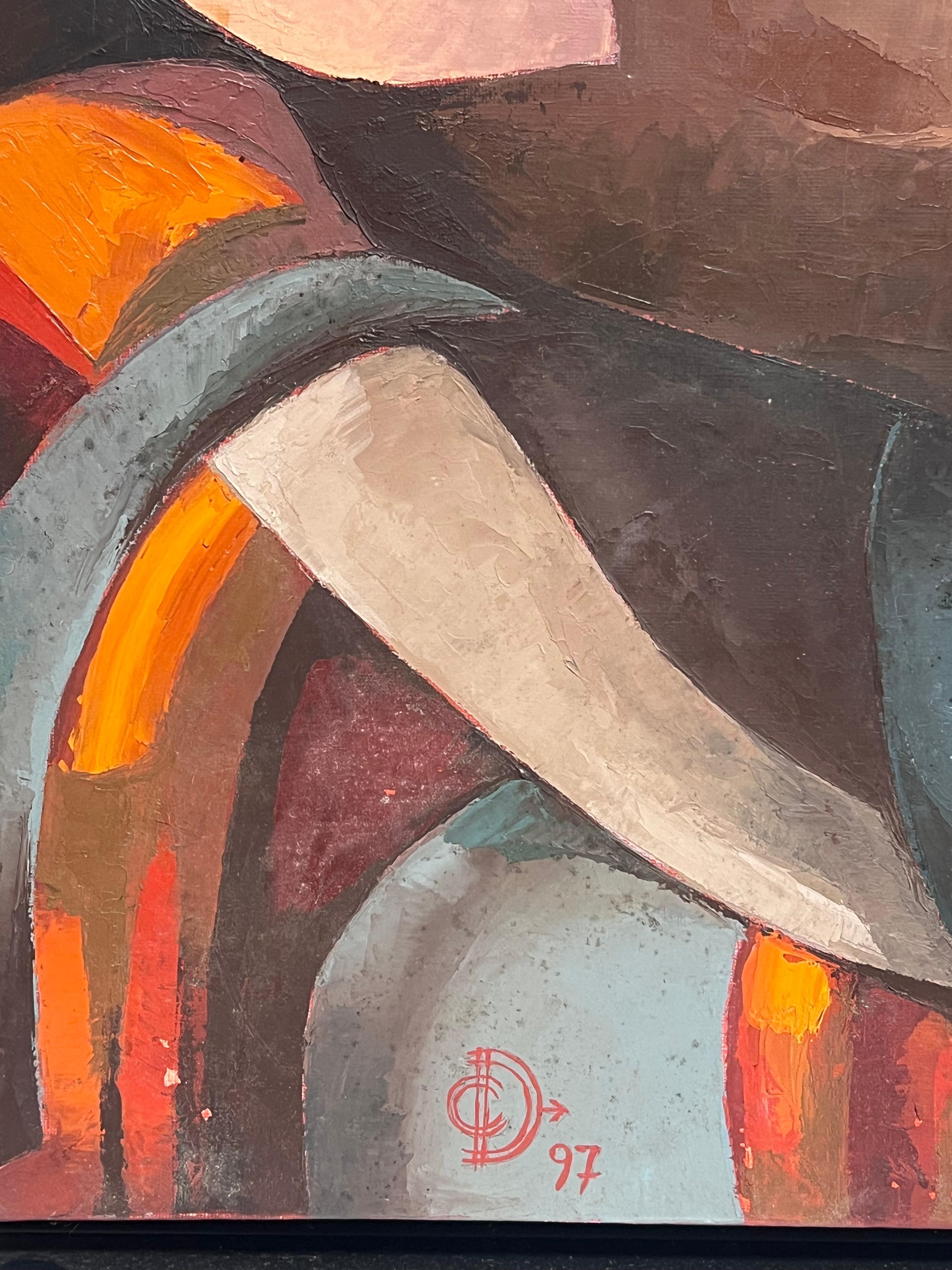 The Artists Model
French Modernist
signed with unidentified monogram and dated (19)97
oil on canvas, framed 
framed: 23 x 27.5 inches
canvas: 19 x 24 inches
Provenance: private collection, France
Condition: some surface dirt and a few marks but