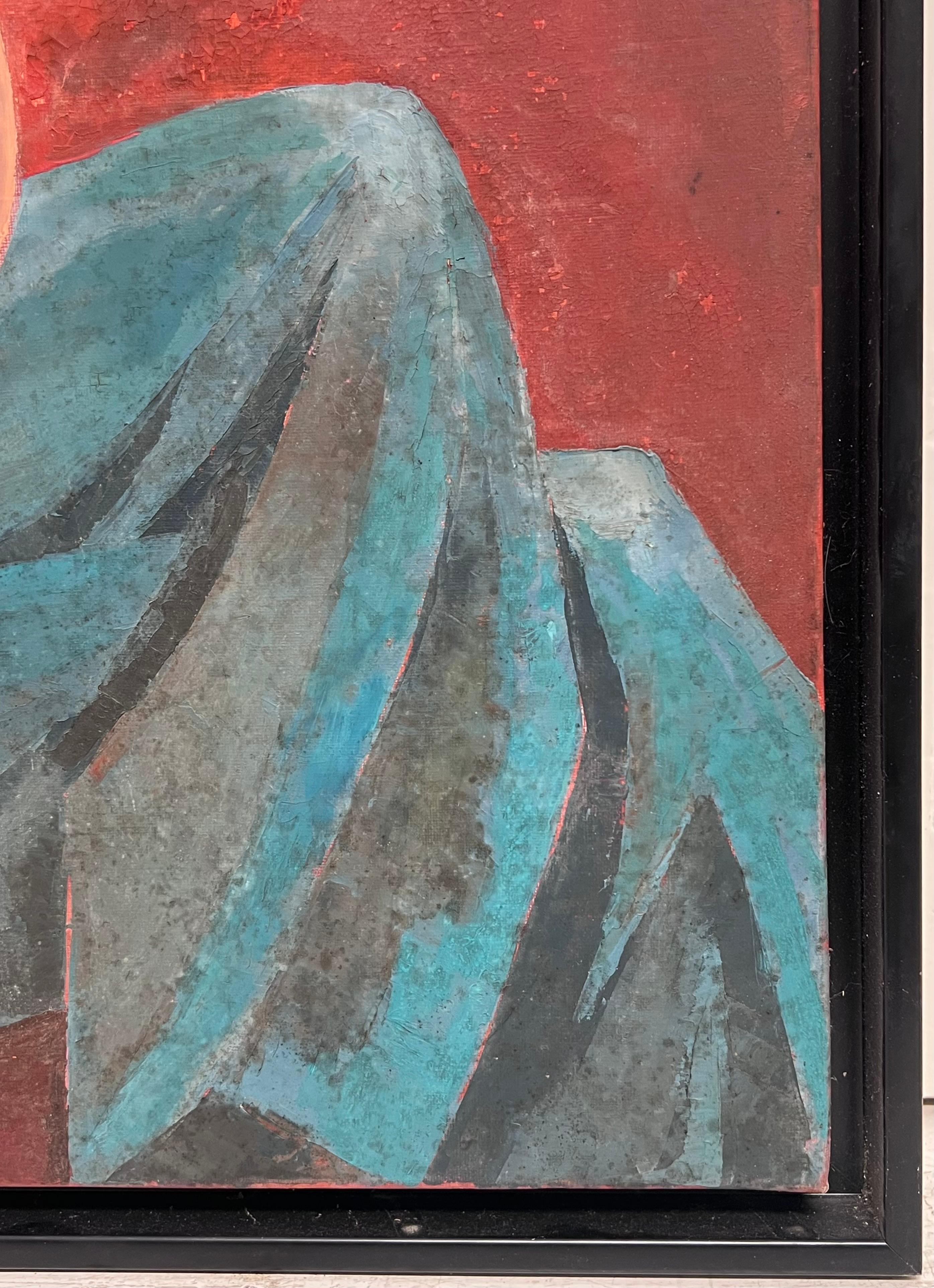 Large Contemporary French Modernist Signed Oil Painting Reclining Artists Model For Sale 3