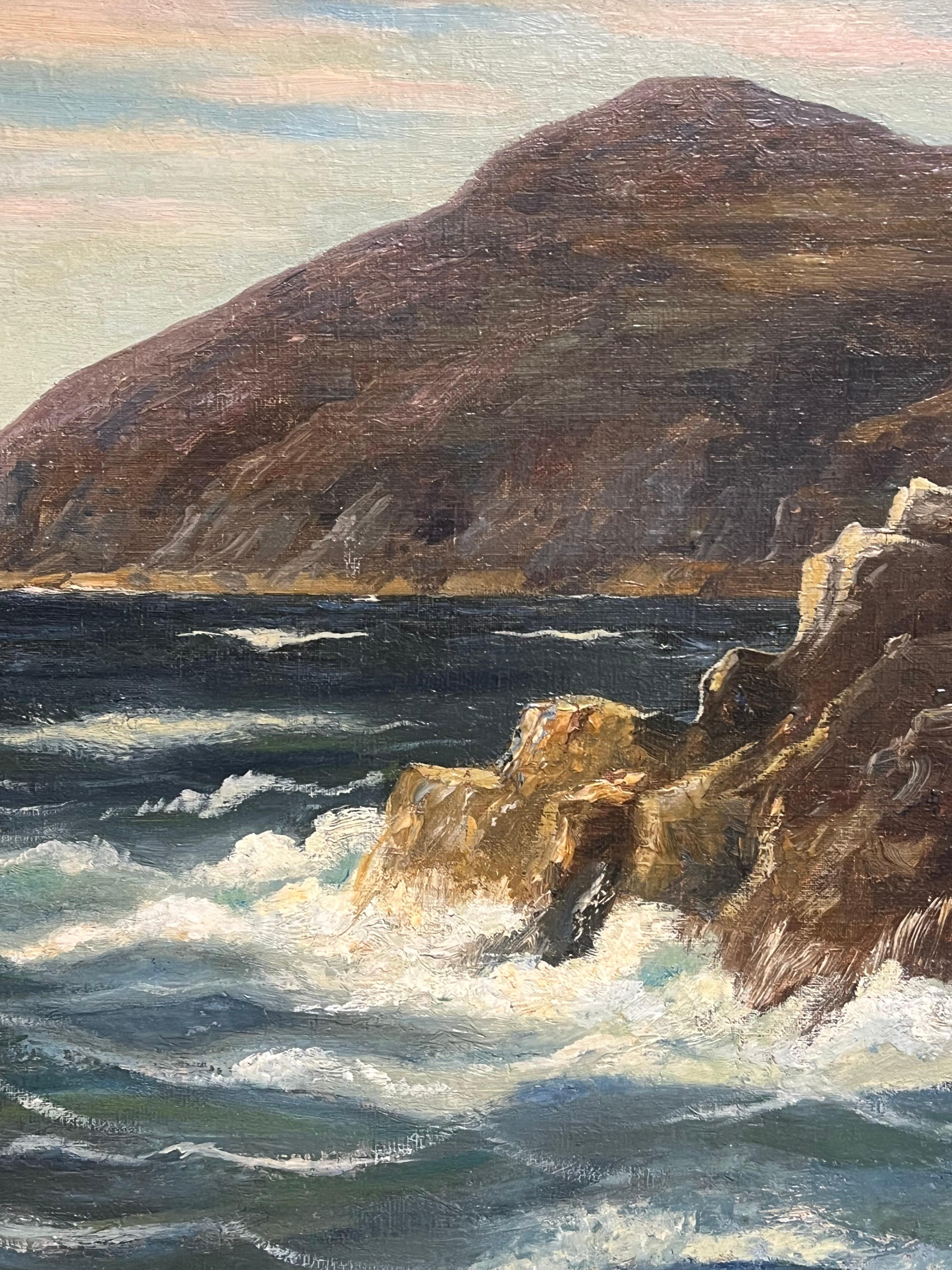 Fesselnde Meereslandschaft
Englischer Künstler, Anfang 20. Jahrhundert
signiertes Öl auf Karton, gerahmt
Gerahmt: 21 x 31 Zoll
Brett: 19,5 x 29,5 Zoll
Provenienz: Privatsammlung
Condit: sehr guter Zustand 

Beschreibung: Dieses eindrucksvolle
