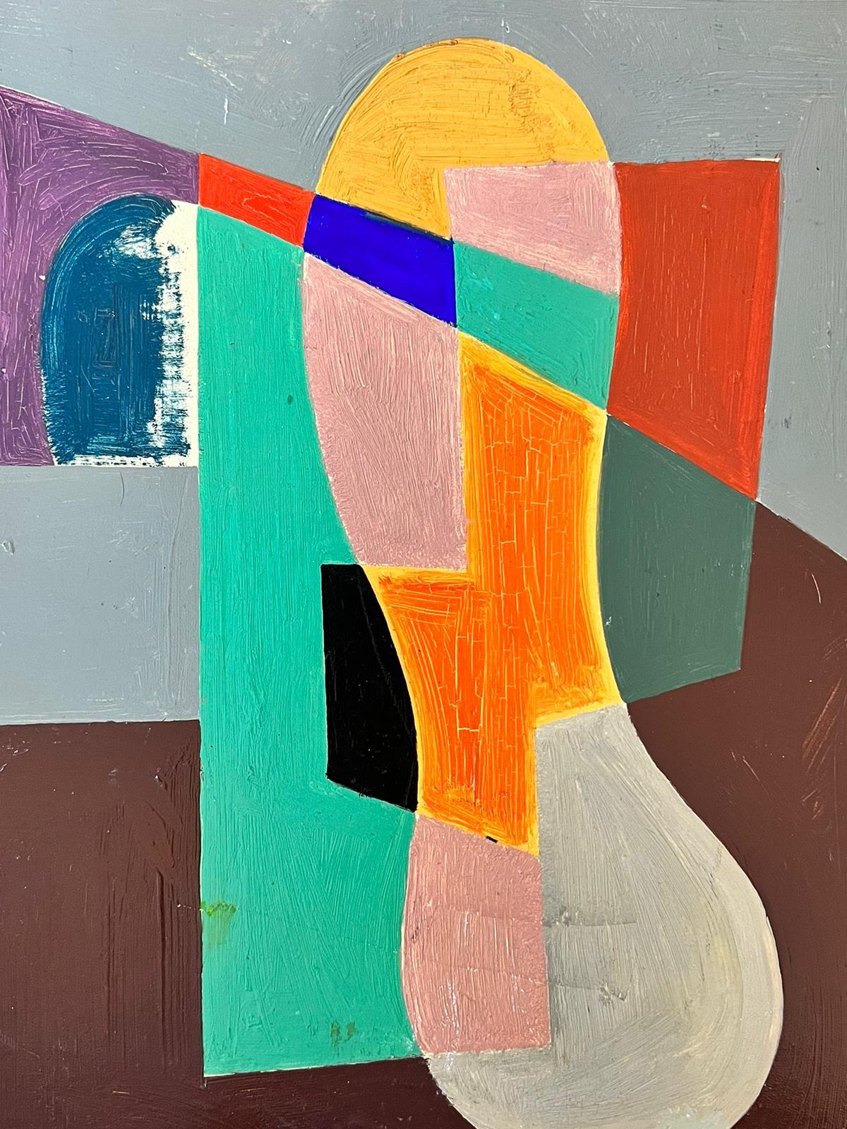 Französisches kubistisches Ölgemälde des mittleren 20. Jahrhunderts in abstrakten Formen und Farben (Kubismus), Painting, von French School