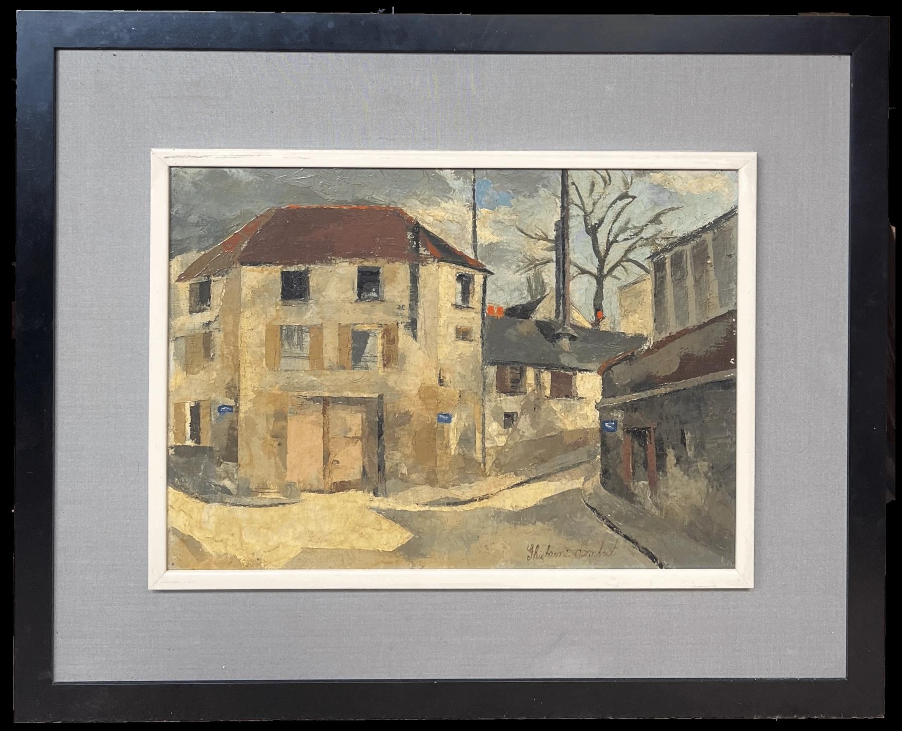 Mid 20th Century French Modernist Paris Montmartre Street Scene Signed Oil - Painting by French School