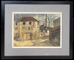 Mid 20th Century French Modernist Paris Montmartre Street Scene Signed Oil