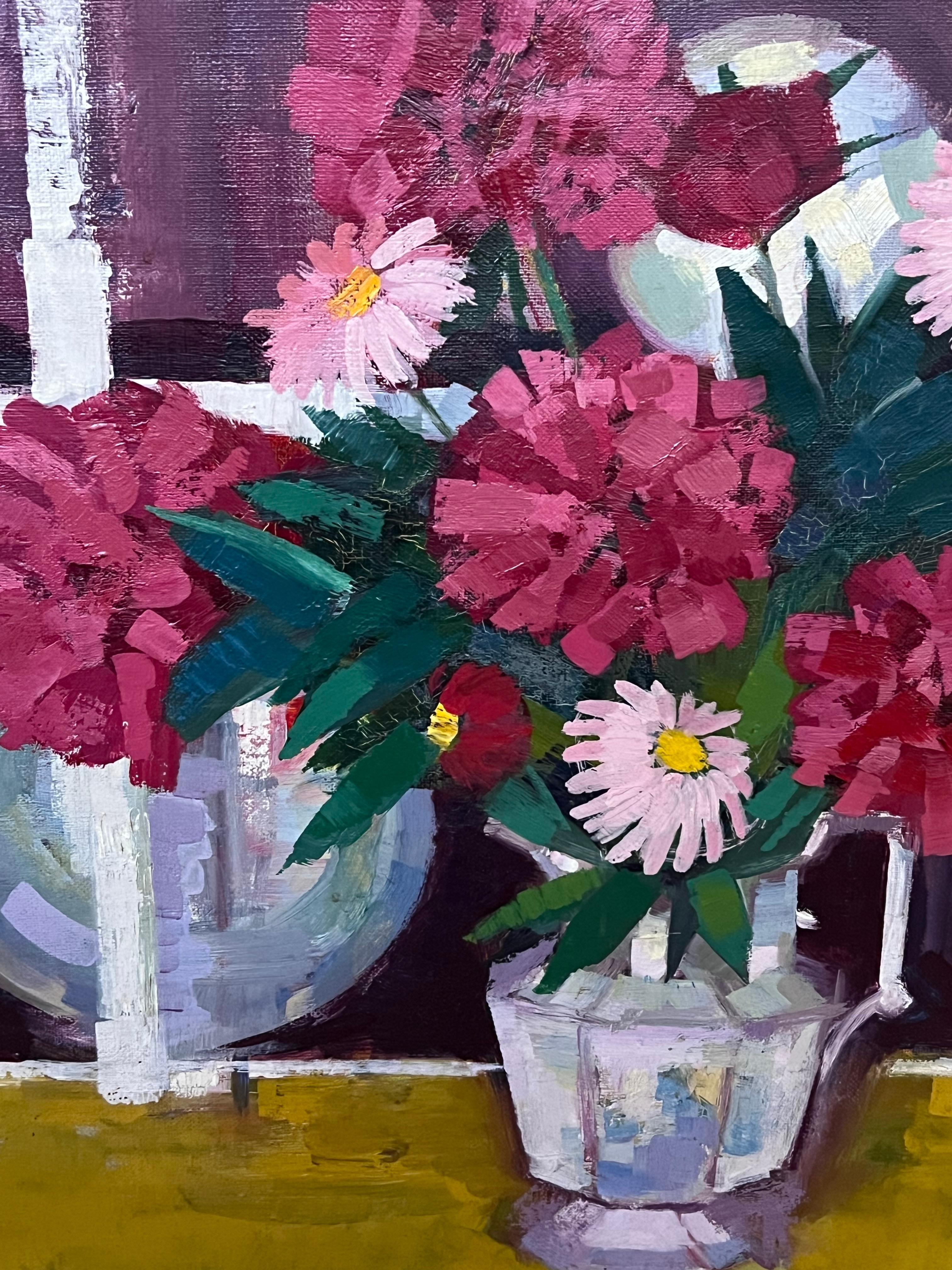 Still Life of Flowers in Interior
French, mid 20th century
indistinctly signed oil on canvas, framed 
framed: 23 x 27 inches
canvas: 16 x 20 inches
Provenance: private collection, France
Condition: very good condition

For more any more information