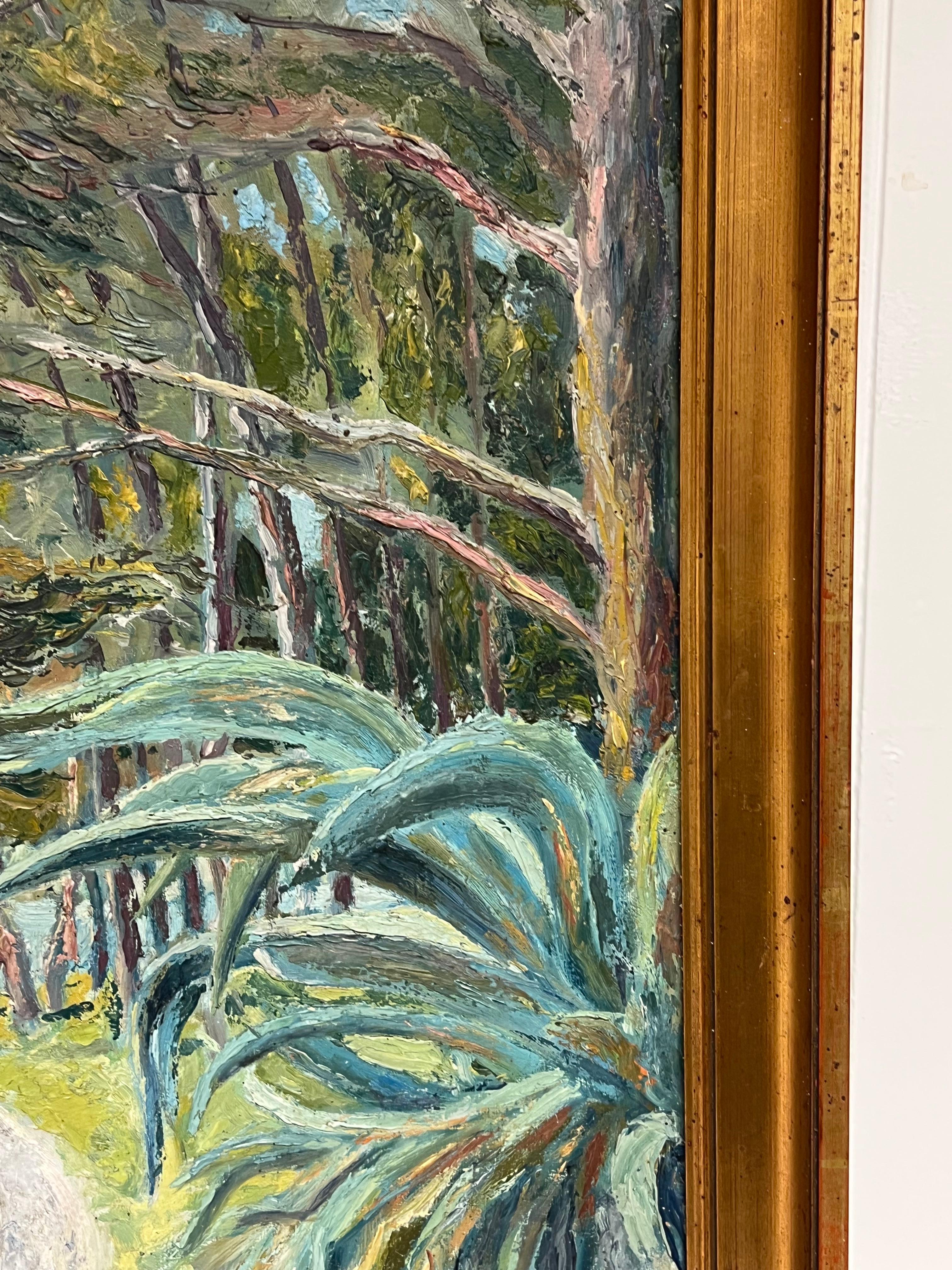 Paesaggio post-impressionista francese della metà del 20° secolo Alberi di pino Sentiero costiero in vendita 7