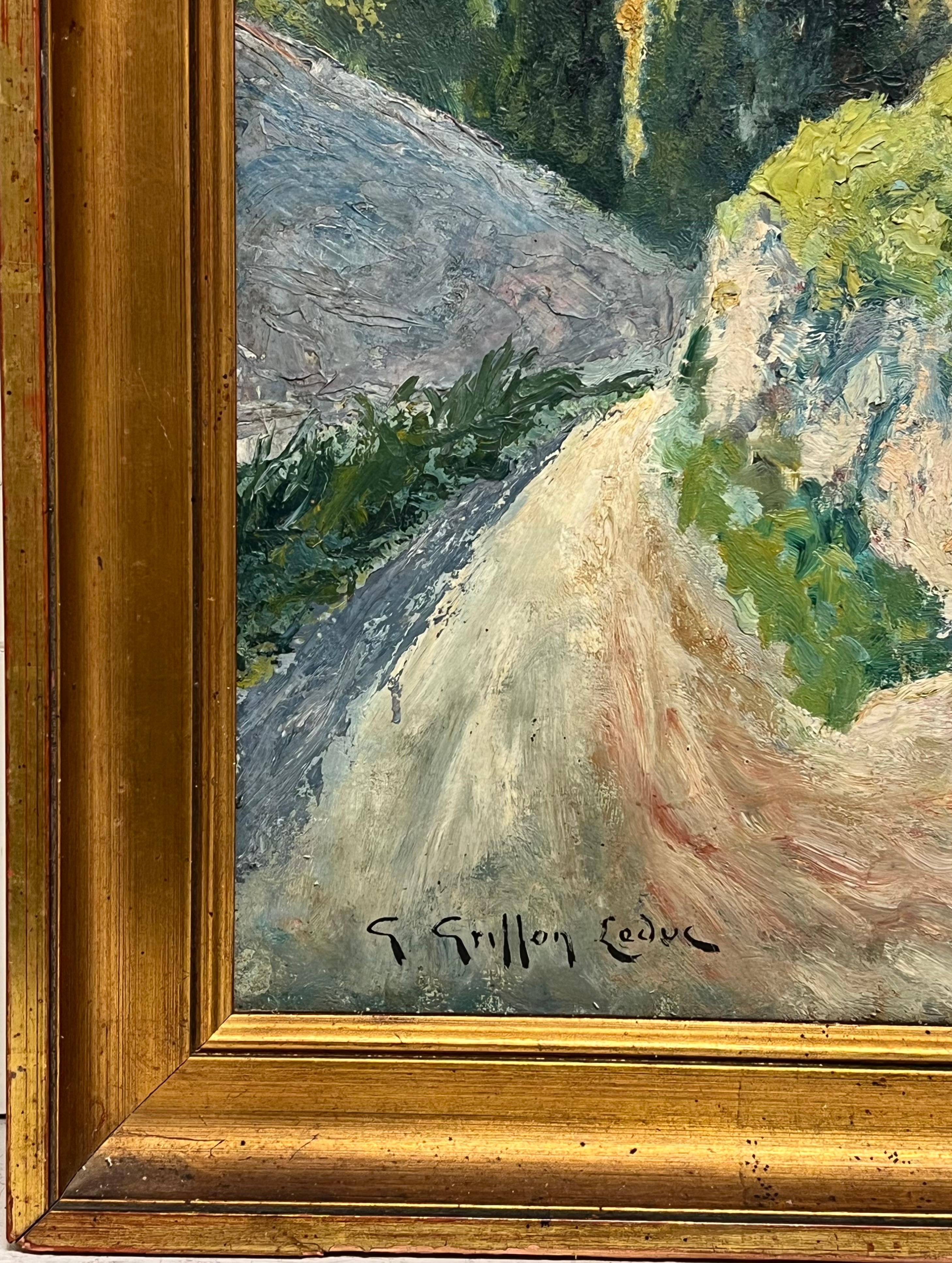 Paesaggio post-impressionista francese della metà del 20° secolo Alberi di pino Sentiero costiero in vendita 10