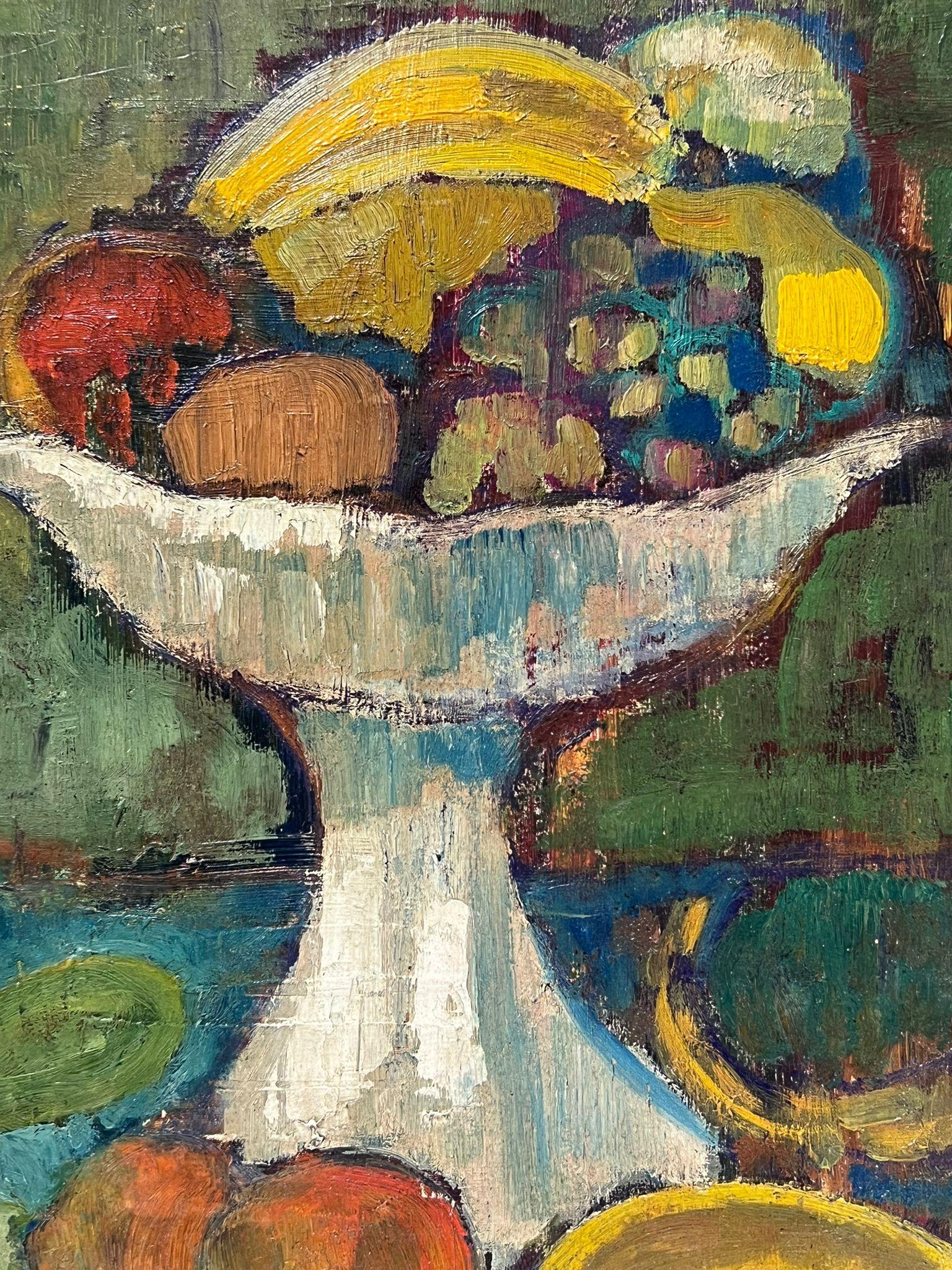 Olio post impressionista della metà del XX secolo Frutta in una ciotola Firmato originale - Painting Moderno di French School