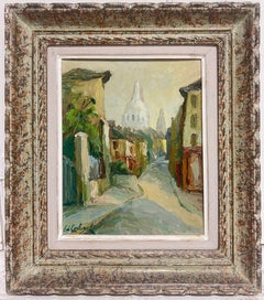 Mid 20th Century French Signed Oil Sacre Couer Montmartre Paris Original Frame