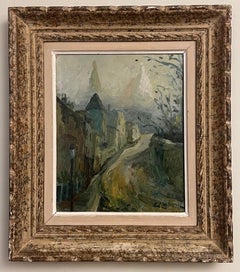 Mid 20th Century French Signed Oil Sacre Couer Montmartre Paris Original Frame