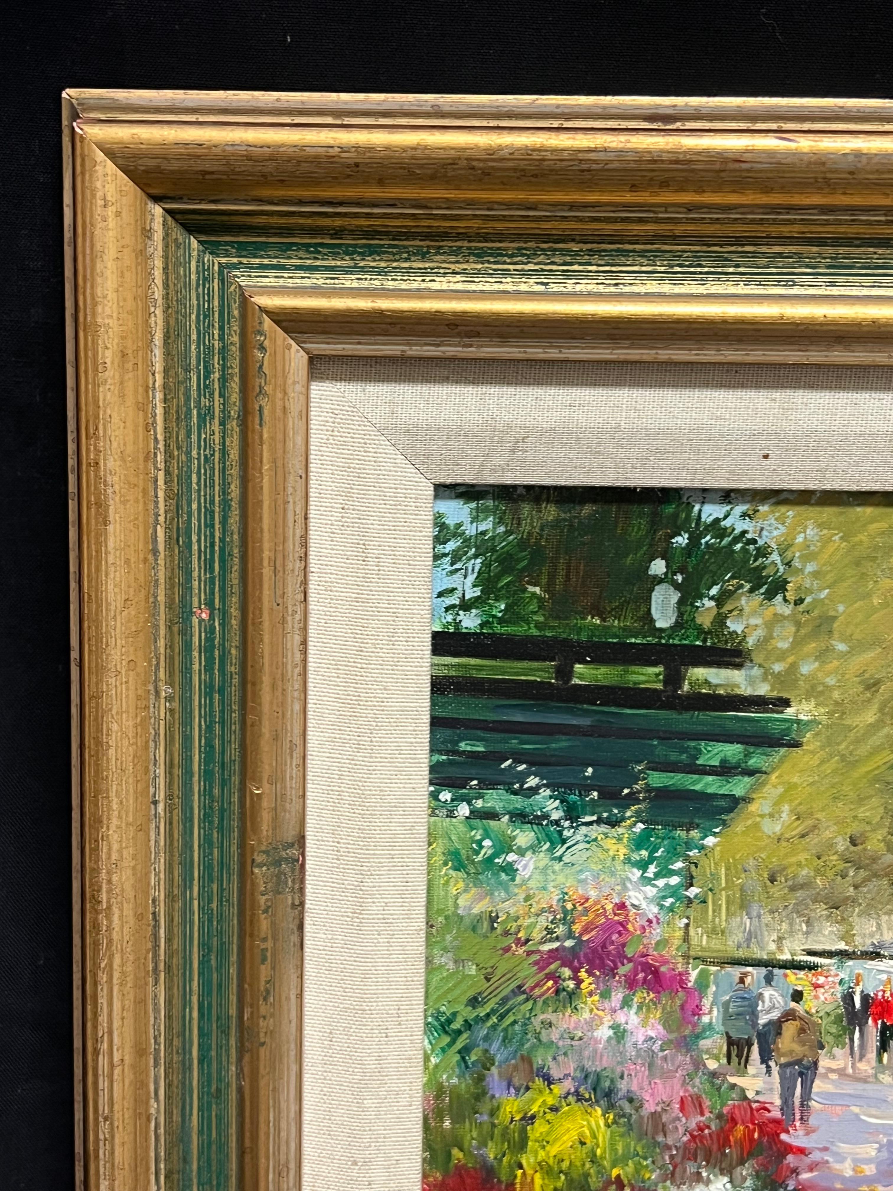 Mid-20th Century Purple Tracked Parisian Boulevard Scene with Flower Stalls For Sale 6