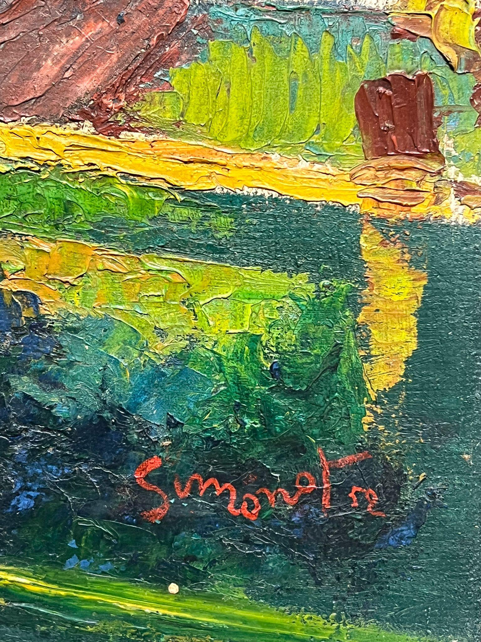 Pittura a olio francese della metà del secolo scorso: Marsiglia, porto soleggiato con barche da pesca in vendita 1