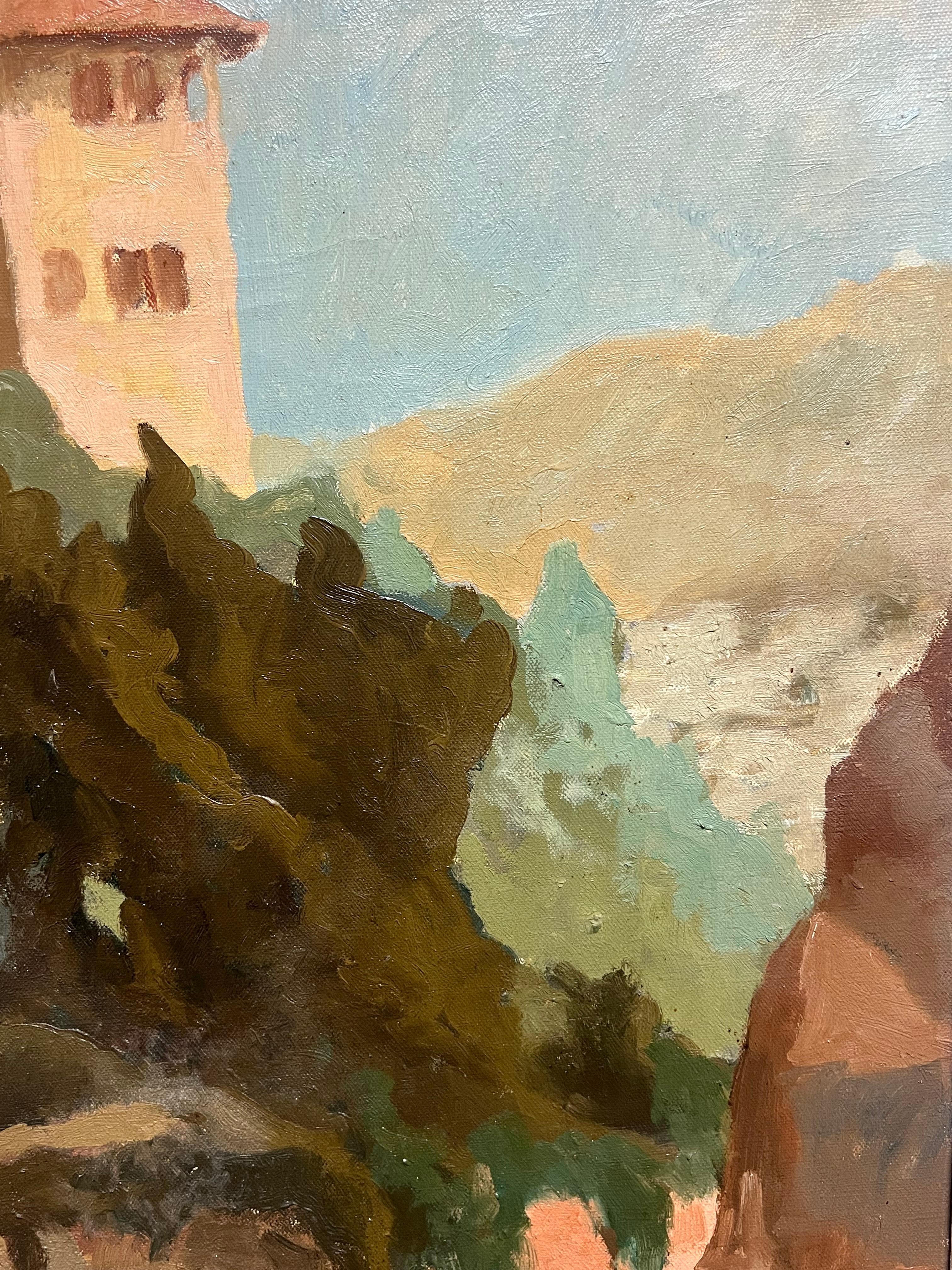 Paesaggio caldo francese di metà secolo con la vecchia fortezza Greene & Greene in vendita 1