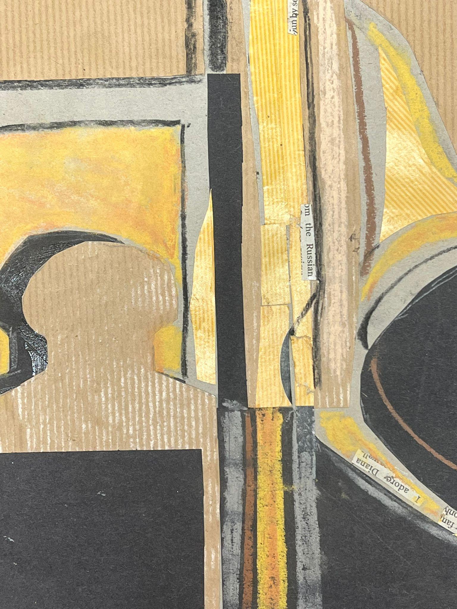 Composición abstracta moderna de mediados de siglo Formas geométricas atrevidas Capas texturadas - Abstract Painting Marrón de French School