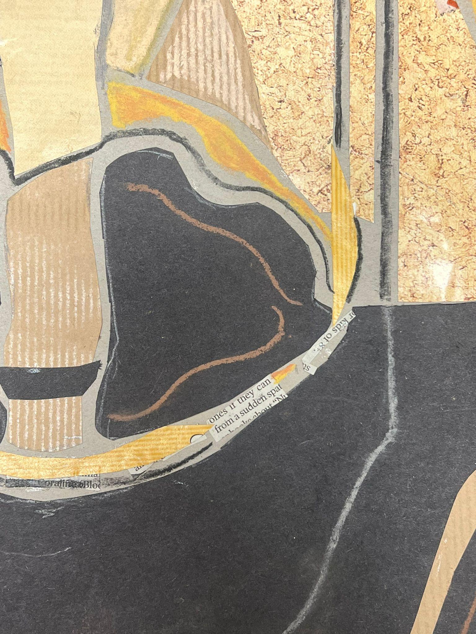 Composición abstracta moderna de mediados de siglo Formas geométricas atrevidas Capas texturadas en venta 1