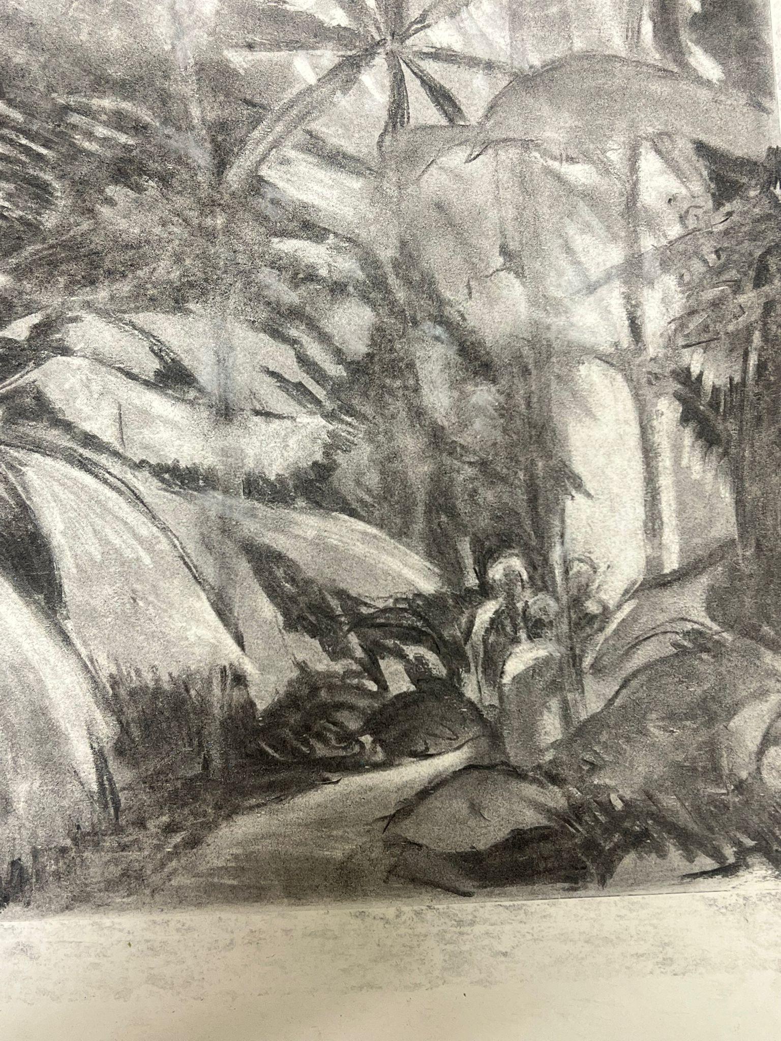 Escena monocromática de la selva en carboncillo Misterio de la selva tropical - Painting Impresionista de French School