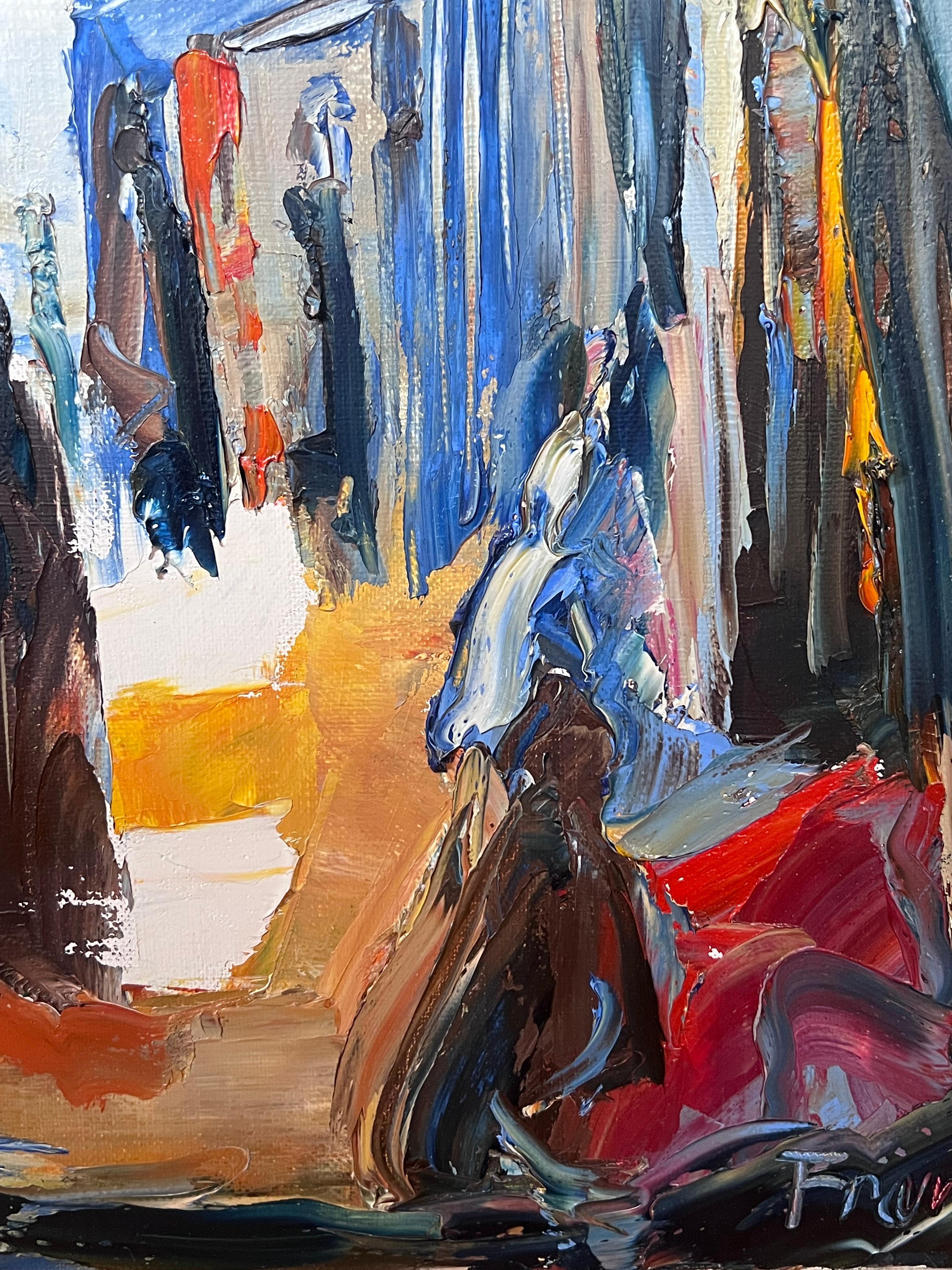 North African Street Market with Figures French Modernist Signed Painting For Sale 1