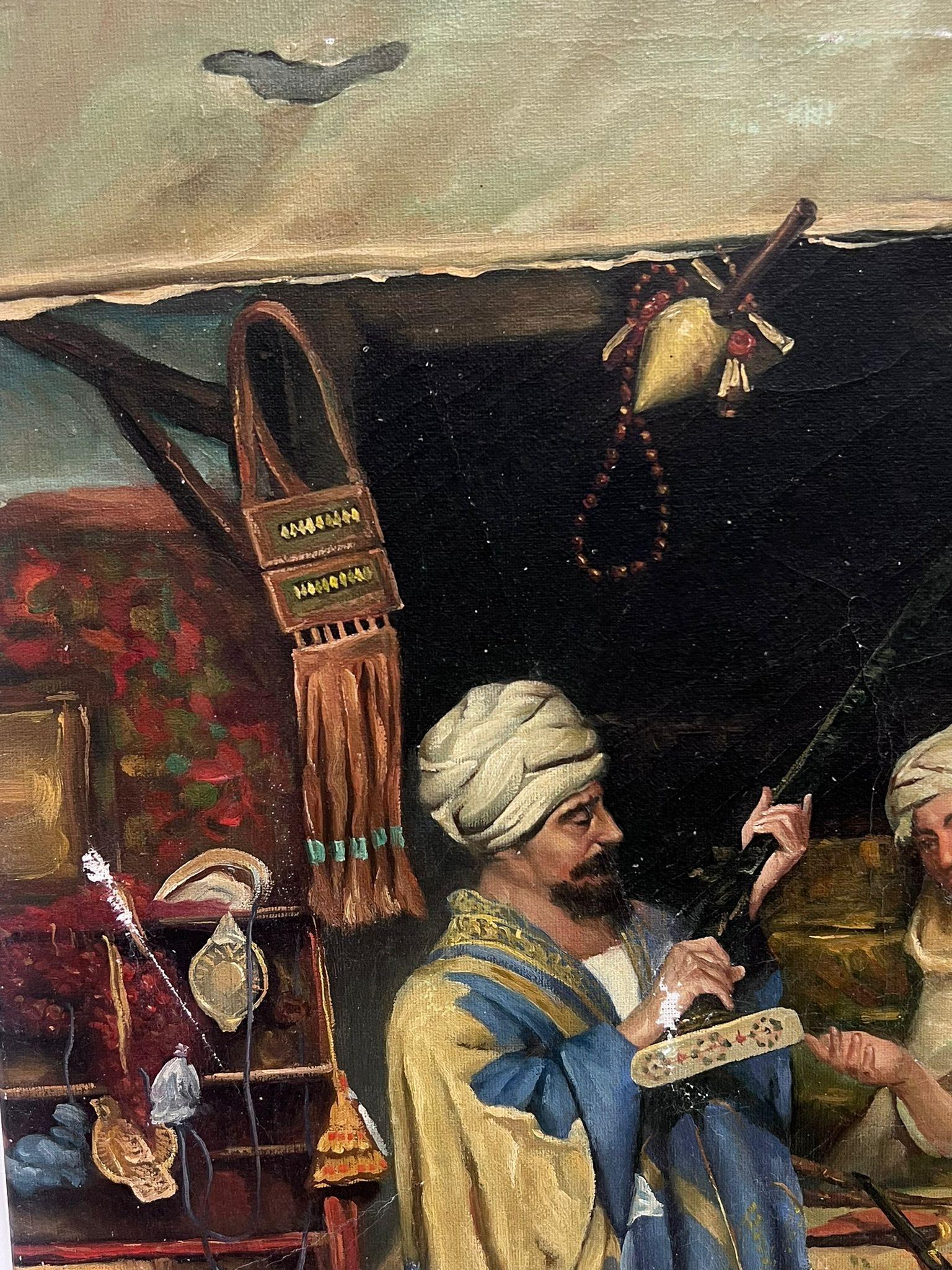 Orientalist North African Figures Market Stall City Scene large Oil Painting For Sale 2