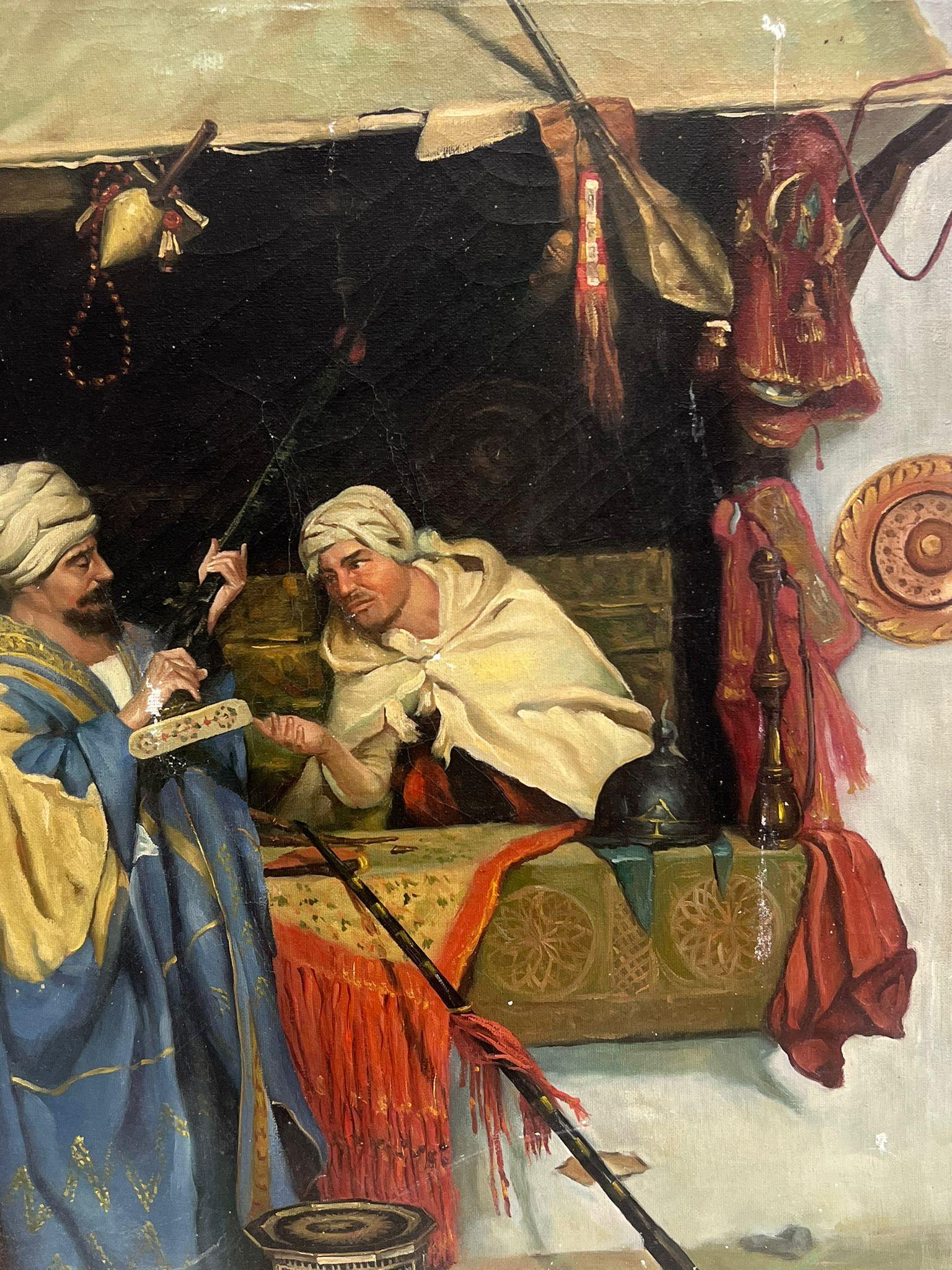 Orientalist North African Figures Market Stall City Scene large Oil Painting For Sale 3