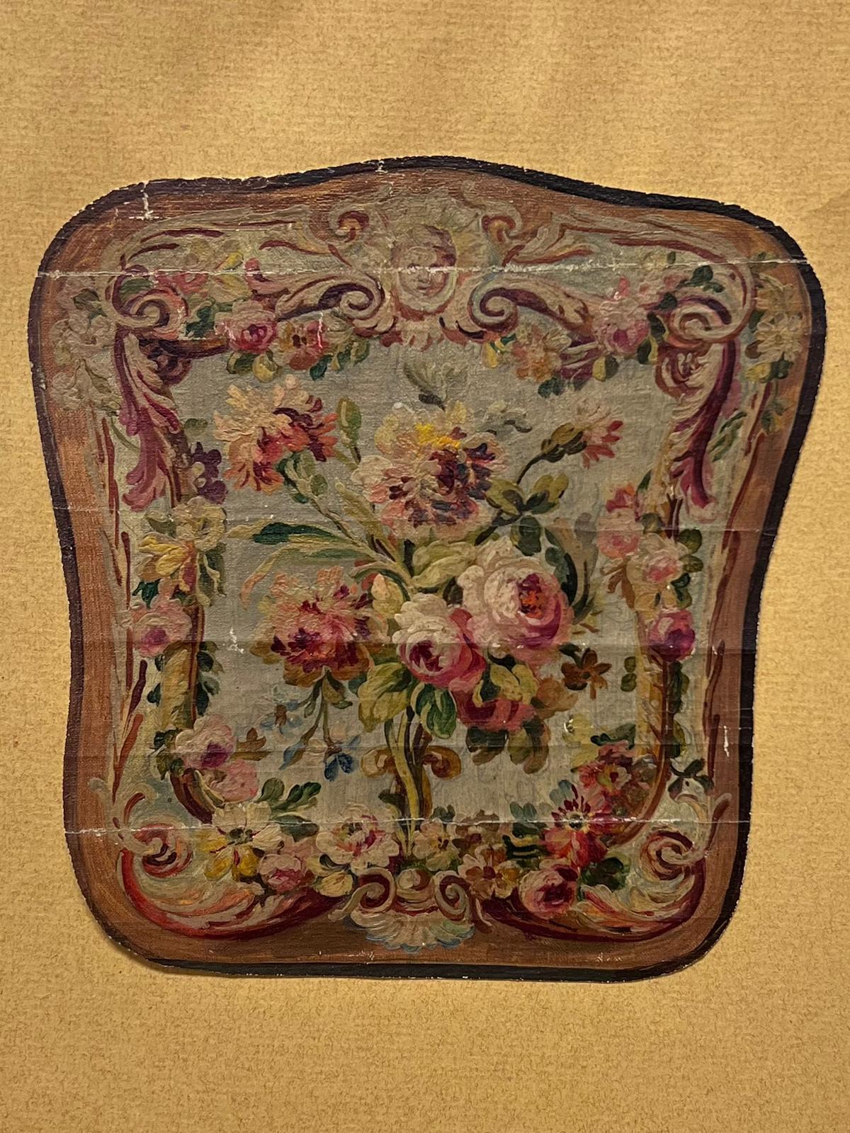 Composizione floreale ornata con volute ispirate al rococò Bouquet vibranti - Painting Rococò di French School