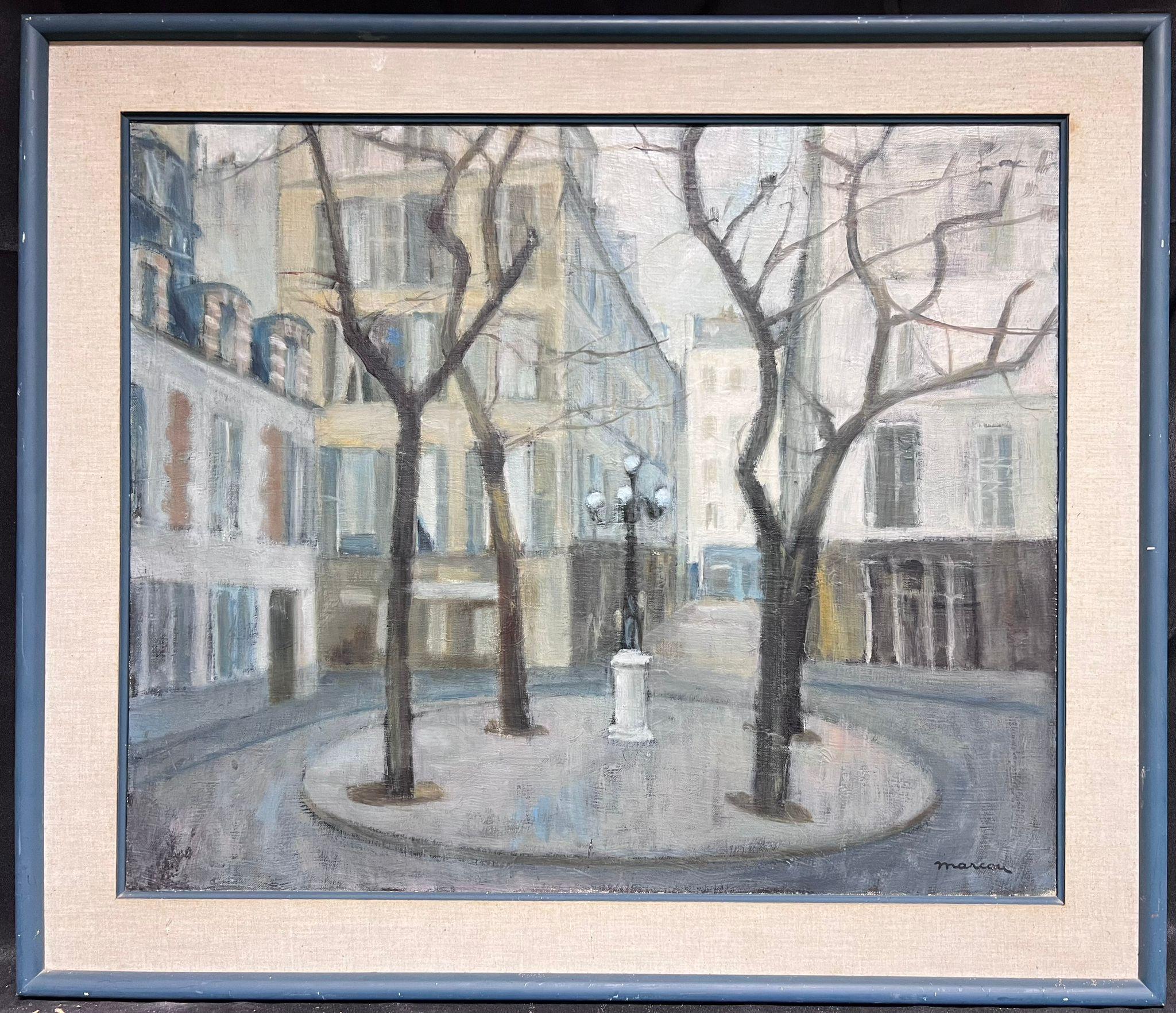 Place de Furstenberg Paris St. Germain 1950's French Signed Modernist Oil Paint - Painting by French School