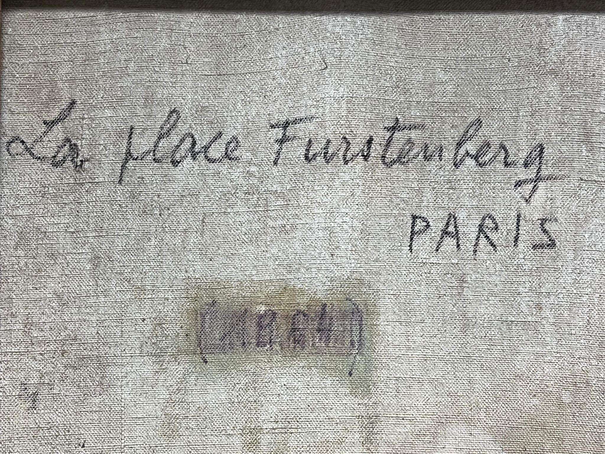 Place de Furstenberg Paris St. Germain 1950's French Signed Modernist Oil Paint For Sale 2