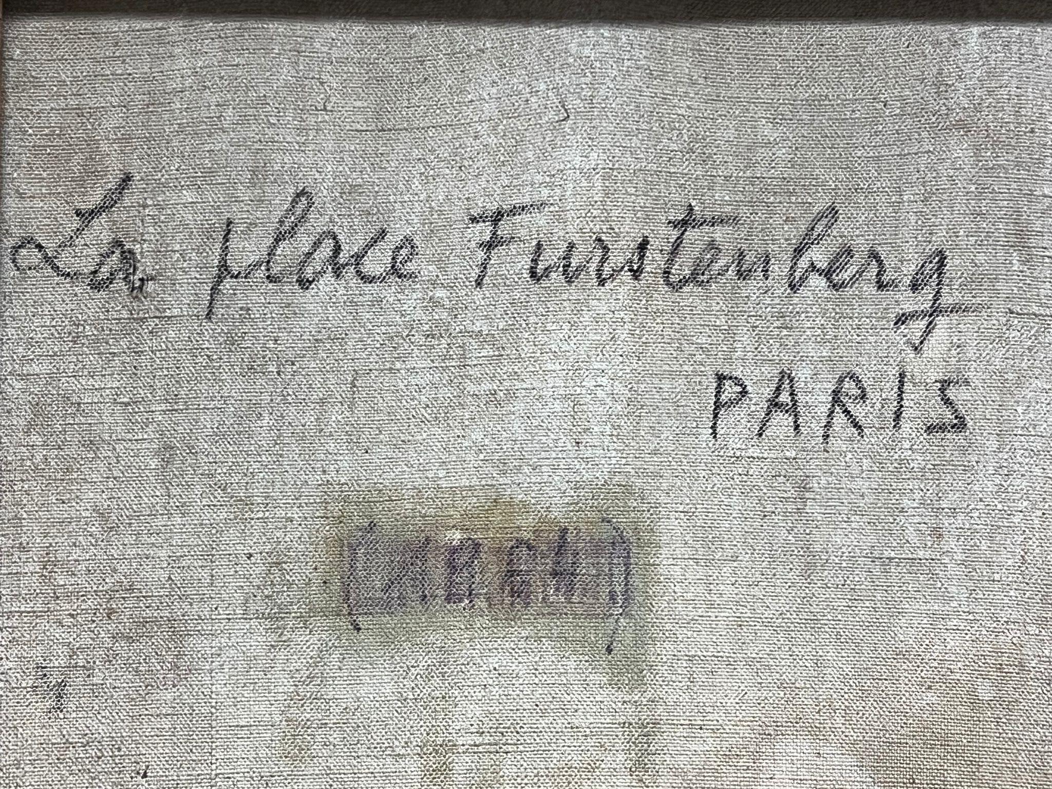 Place de Furstenberg Paris St. Germain 1950's French Signed Modernist Oil Paint For Sale 1