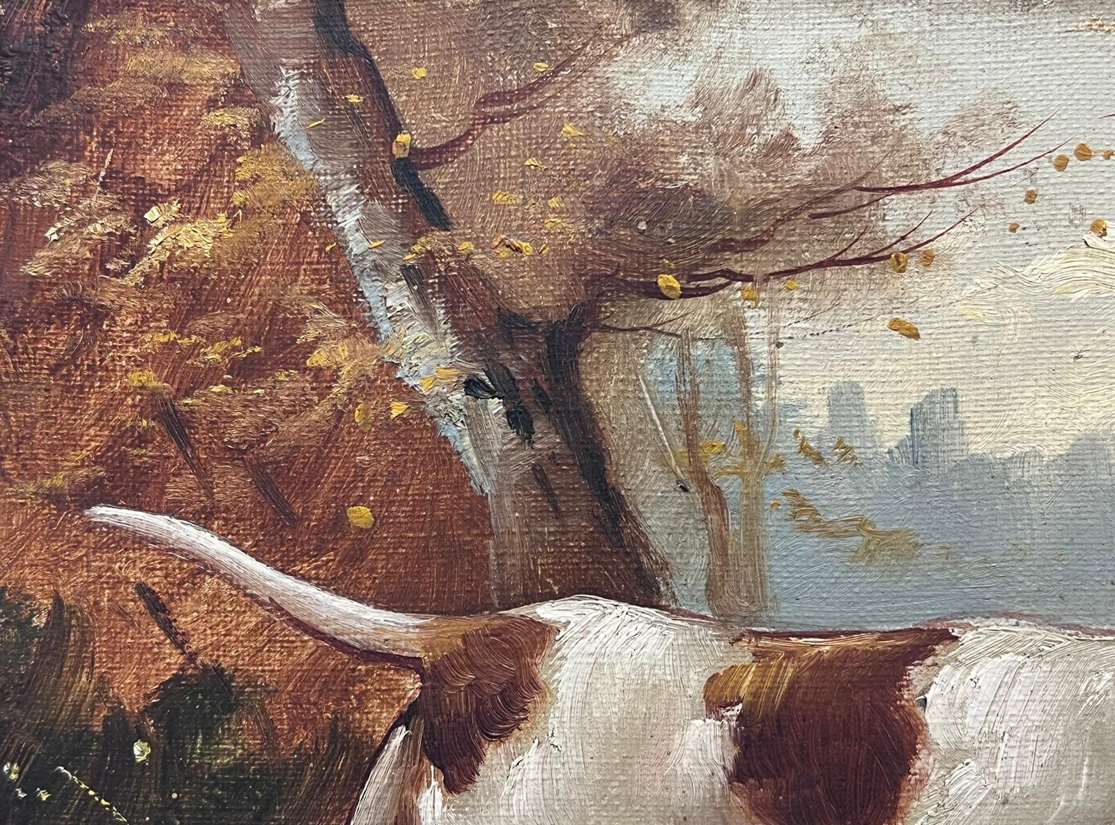 Perro de caza en paisaje Antique French Pintura al óleo sobre lienzo - Painting Impresionista de French School