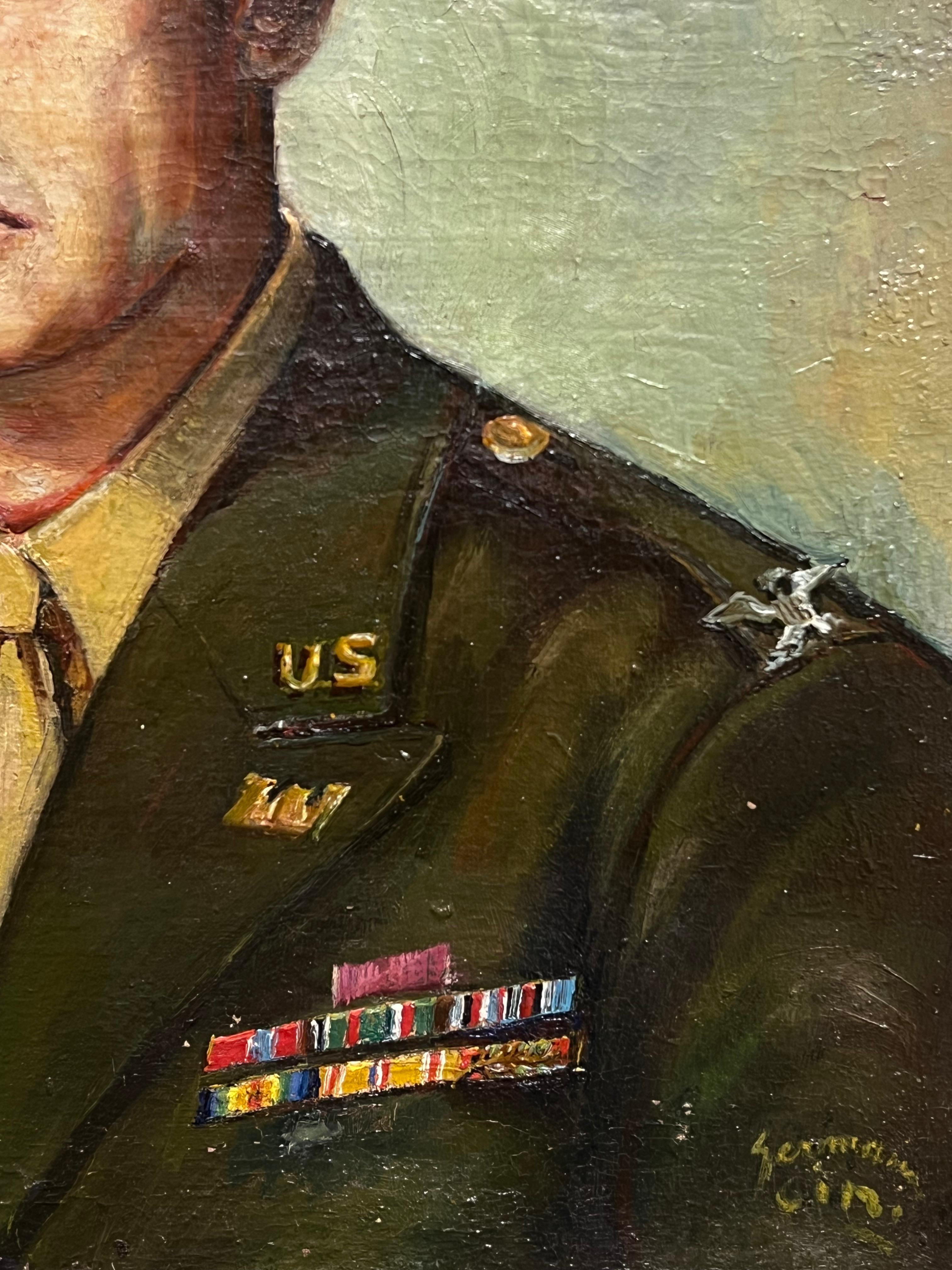 Portrait of Dwight D. Eisenhower (1890–1969) Original 1951 French Oil Painting For Sale 4