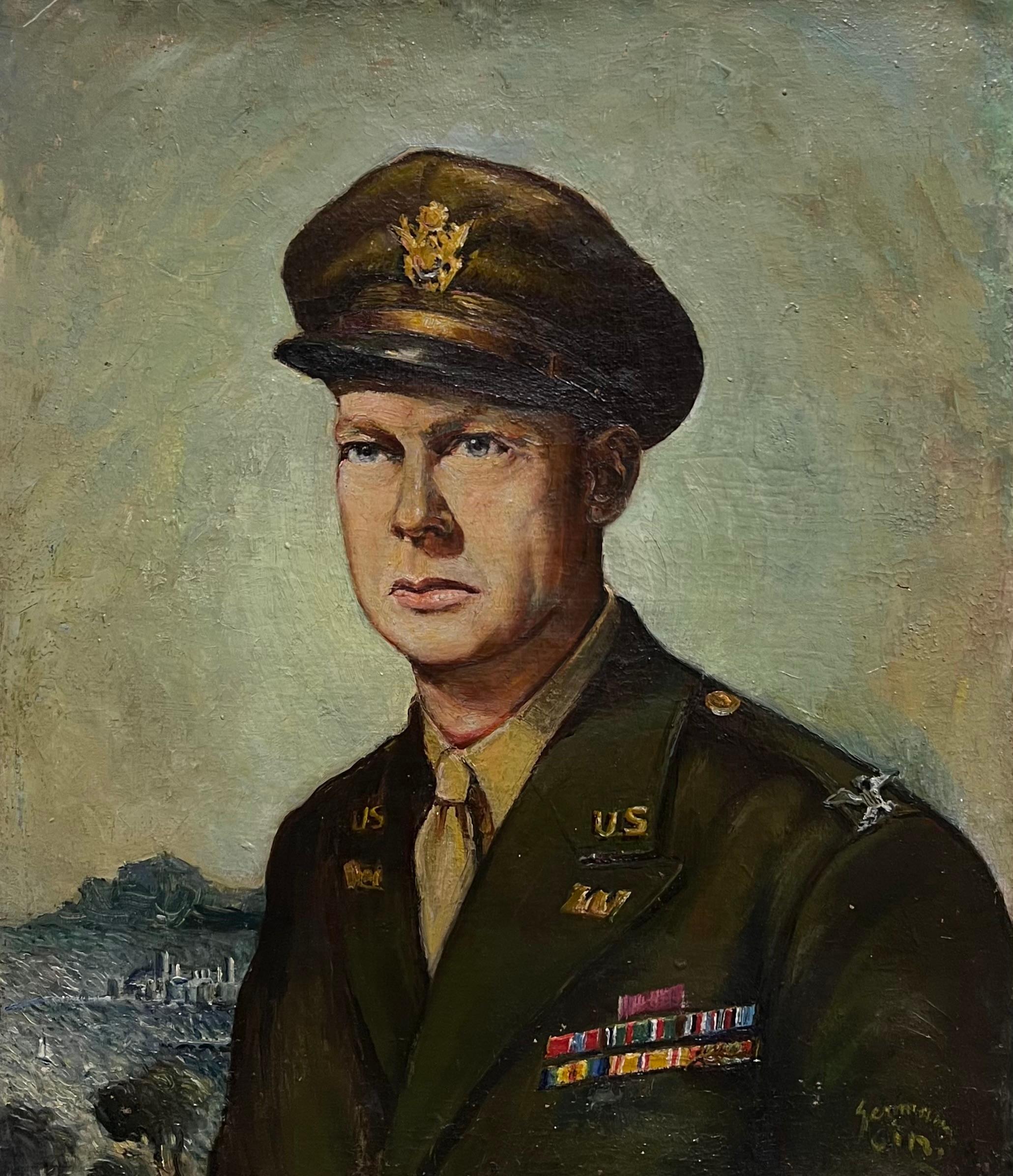 French School Figurative Painting - Portrait of Dwight D. Eisenhower (1890–1969) Original 1951 French Oil Painting