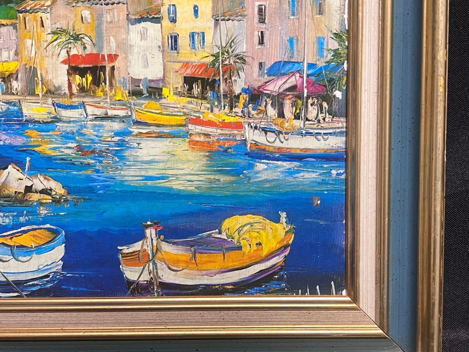 St Tropez Harbour 20th Century French Post-Impressionist Oil Painting For Sale 3