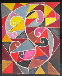 Swirling Colors 1960's French Abstract Oil Painting Large Scale Original