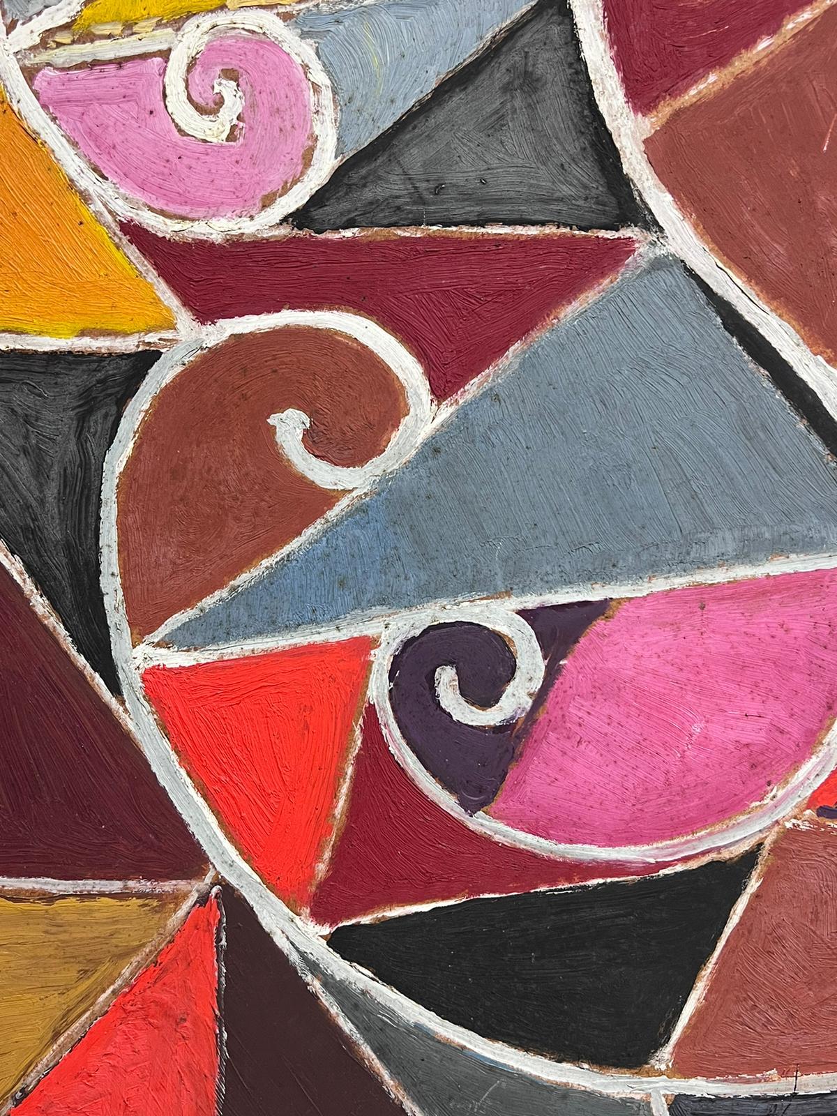 Französisches abstraktes Ölgemälde in wirbelnden Farben, 1960er Jahre, großformatiges Original (Orange), Abstract Painting, von French School