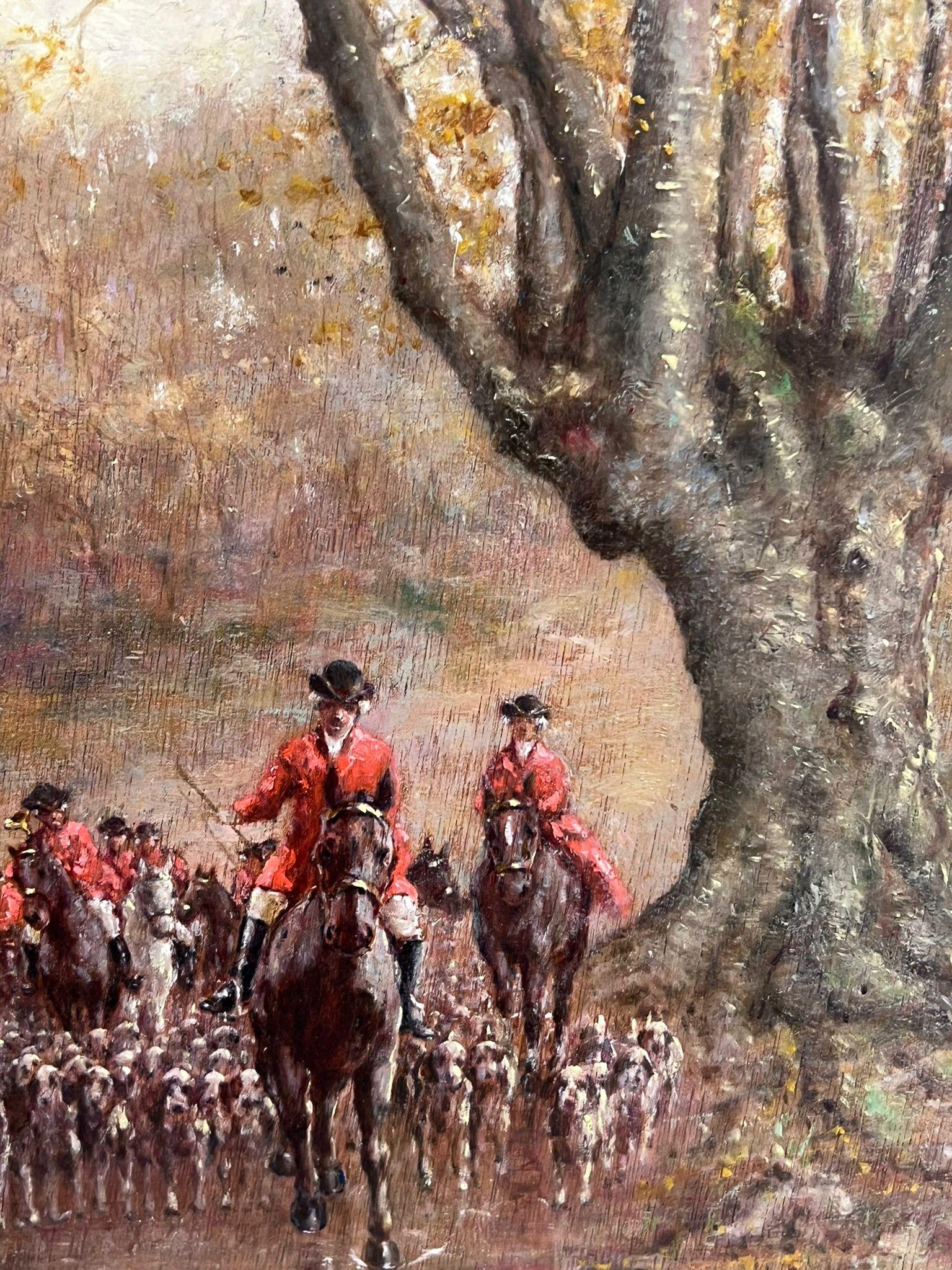 Tally Ho!
French artist, mid 20th century
indistinctly signed lower corner, titled verso
oil on panel, unframed
board: 12.5 x 10.5 inches
provenance: private collection, France
condition: very good and sound condition 
