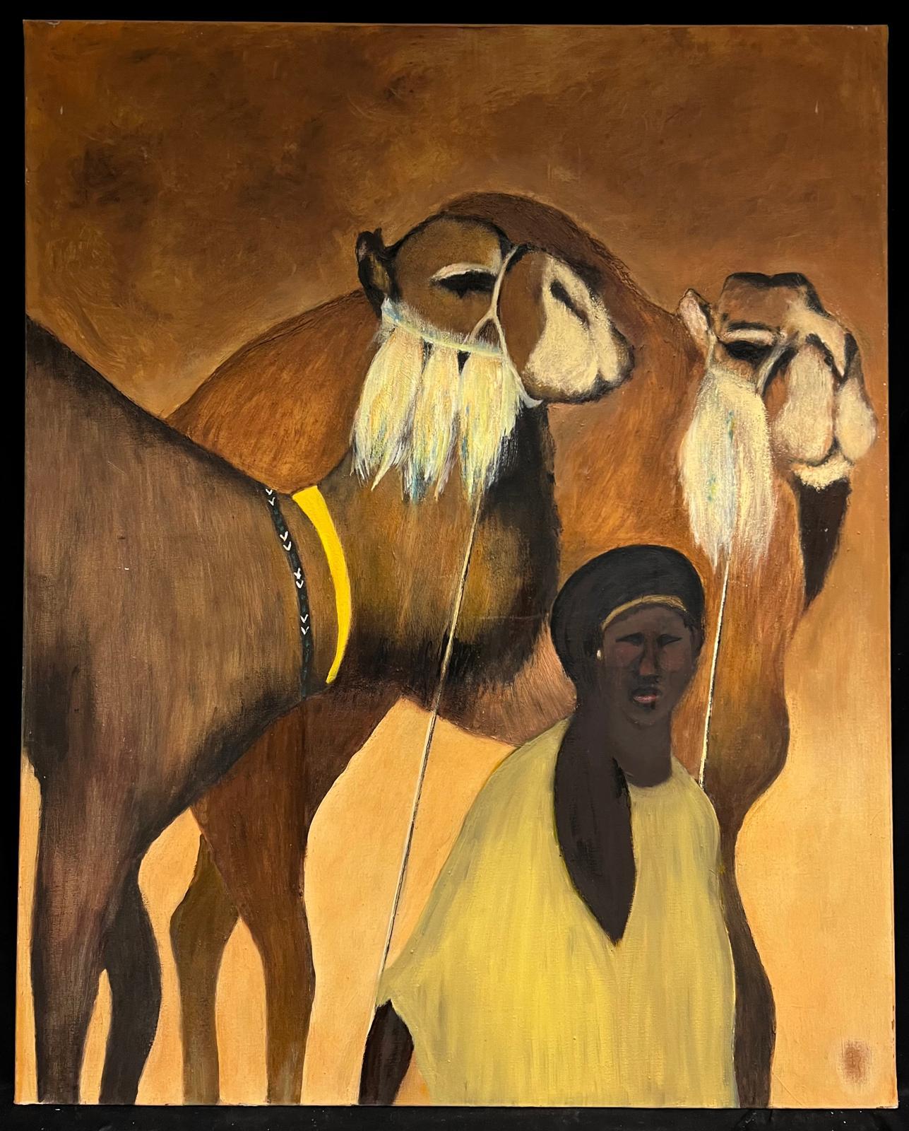 The Camel Keeper & His Majestic Herd Oil Painting French Orientalist Huge Oil For Sale 3