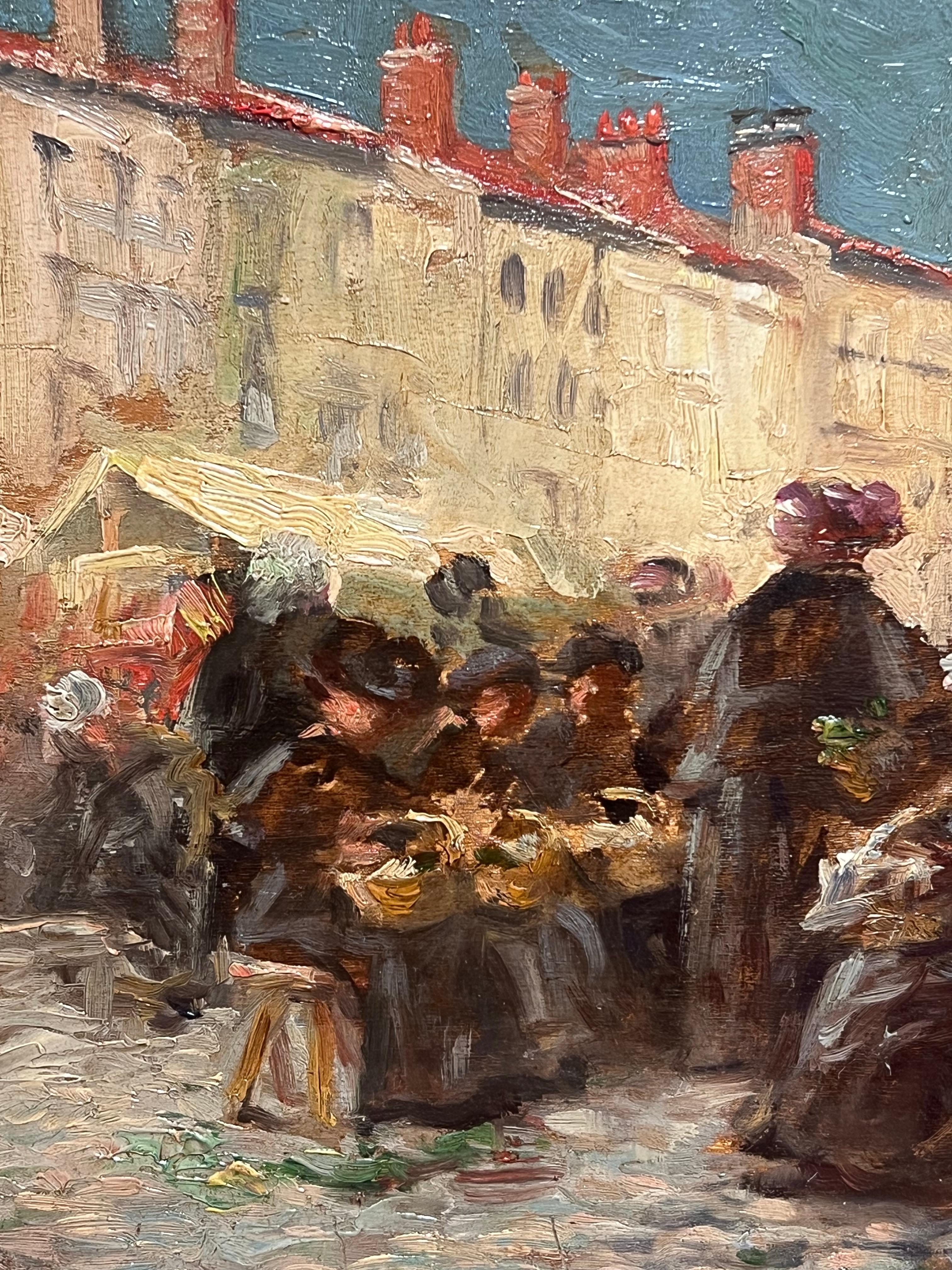 Place des Carders, Aix en Provence
Scuola francese, primi anni del 1900
firmato indistintamente in basso a sinistra
olio su tavola, incorniciato
incorniciato: 12,5 x 16,5 pollici
tavola: 9,5 x 13 pollici
Provenienza: collezione privata, Cannes,