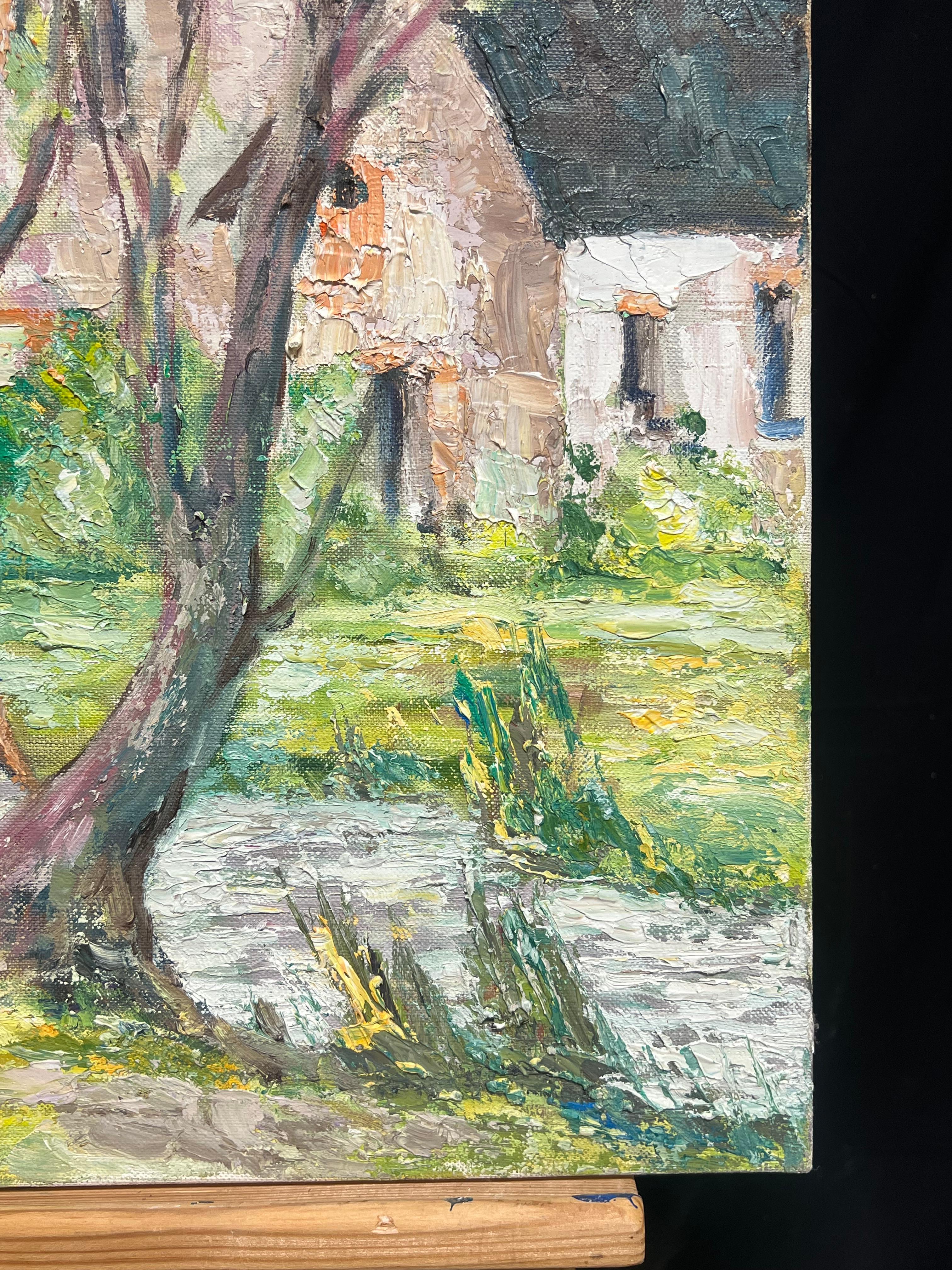 Figura al óleo postimpresionista francesa pintada al Impasto por Watermill en venta 1