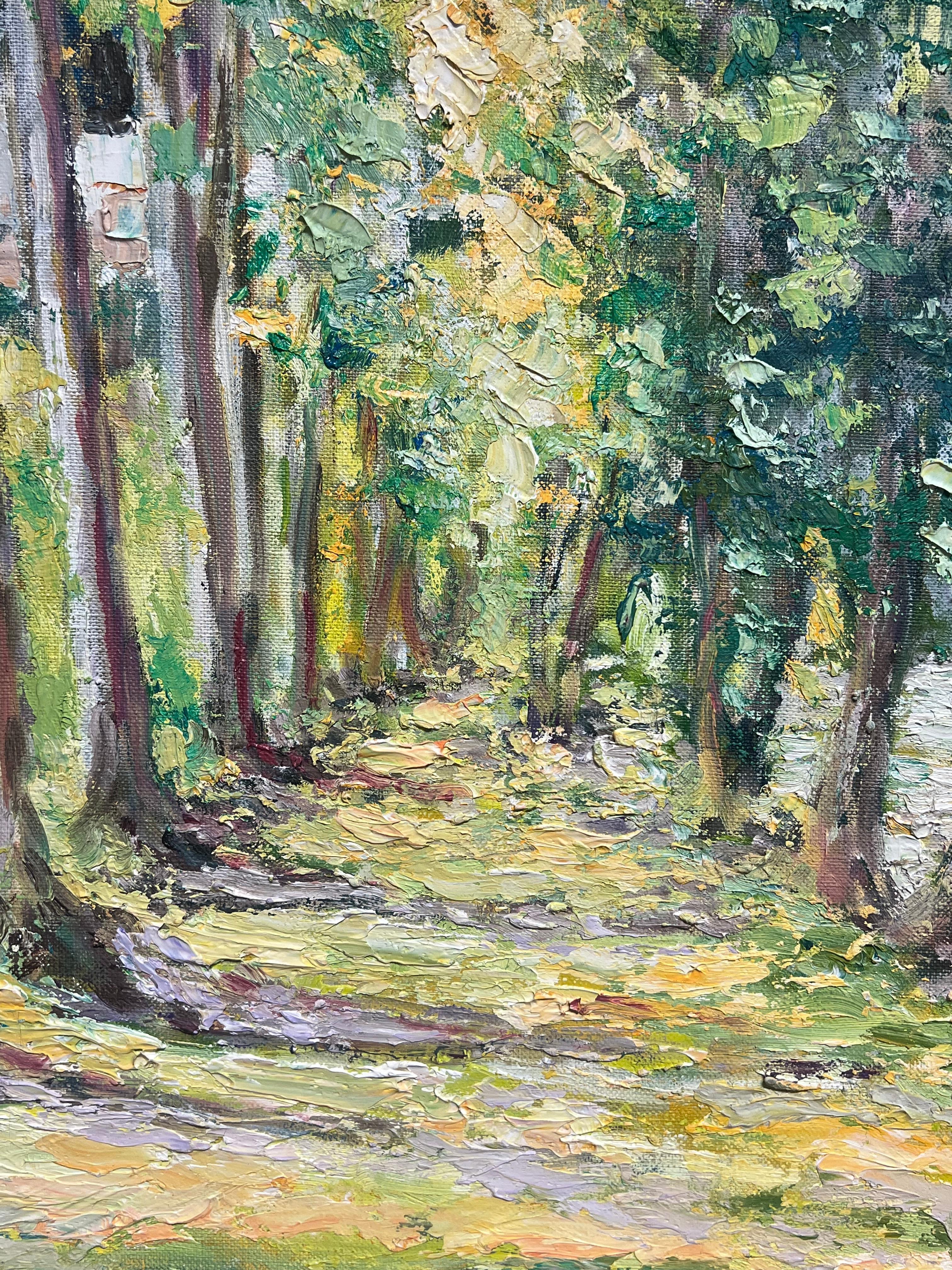 Figura al óleo postimpresionista francesa pintada al Impasto por Watermill en venta 2